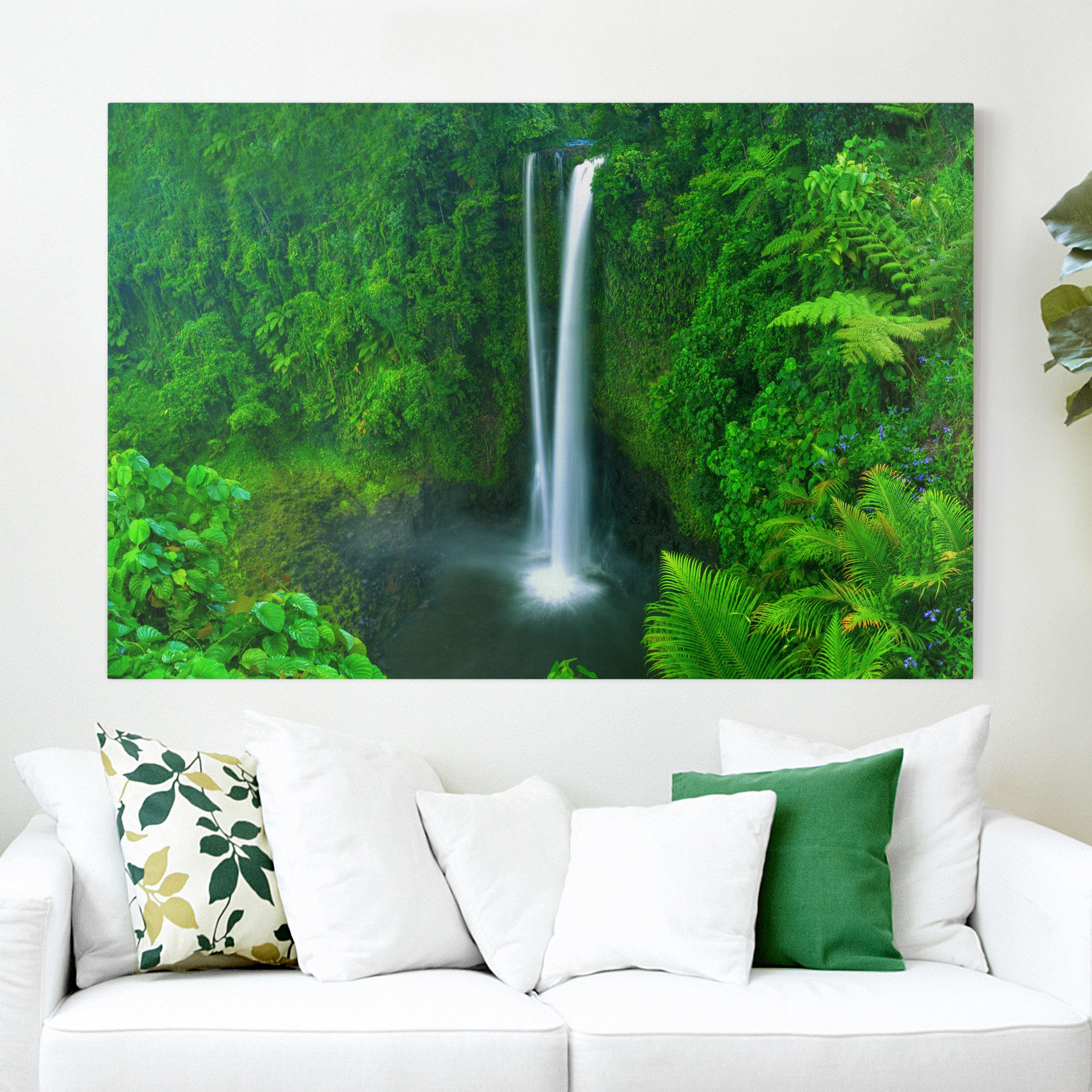 Leinwandbild - Querformat Paradiesischer Wasserfall