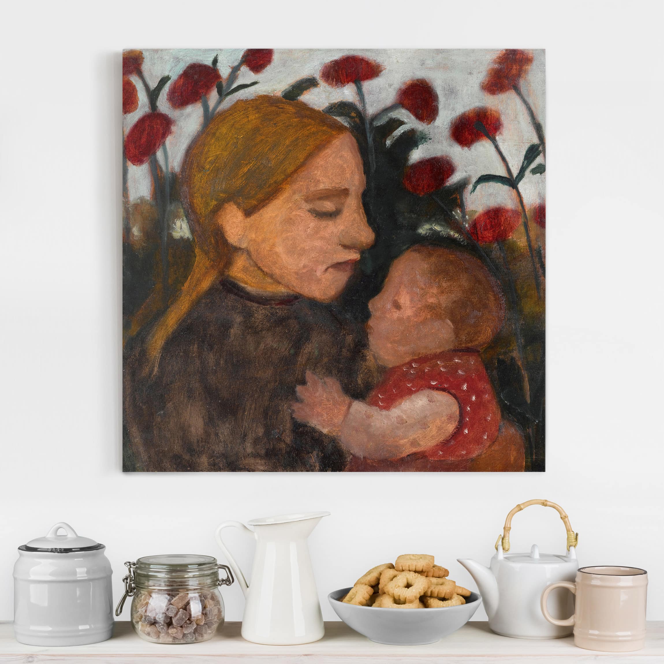 Leinwandbild - Quadrat Paula Modersohn-Becker - Junge Frau mit Kind