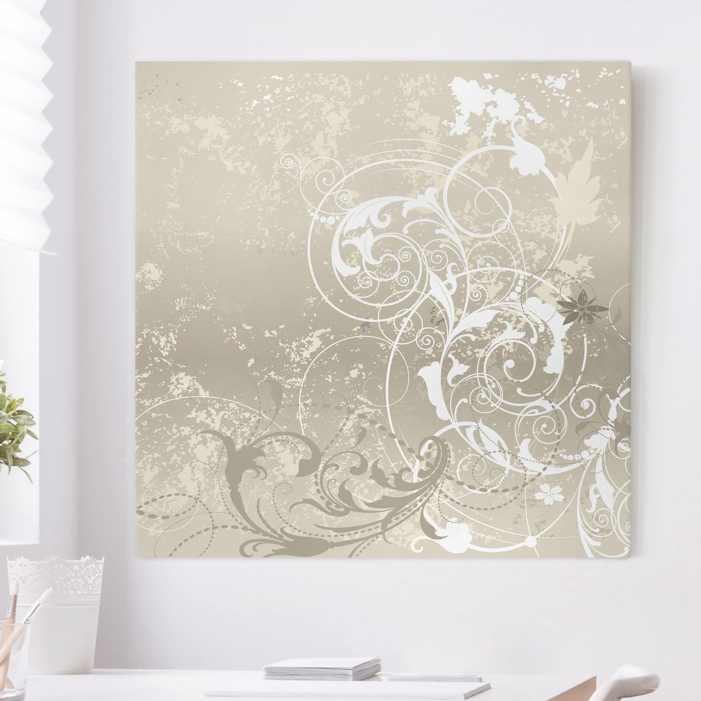 Leinwandbild - Quadrat Perlmutt Ornament Design