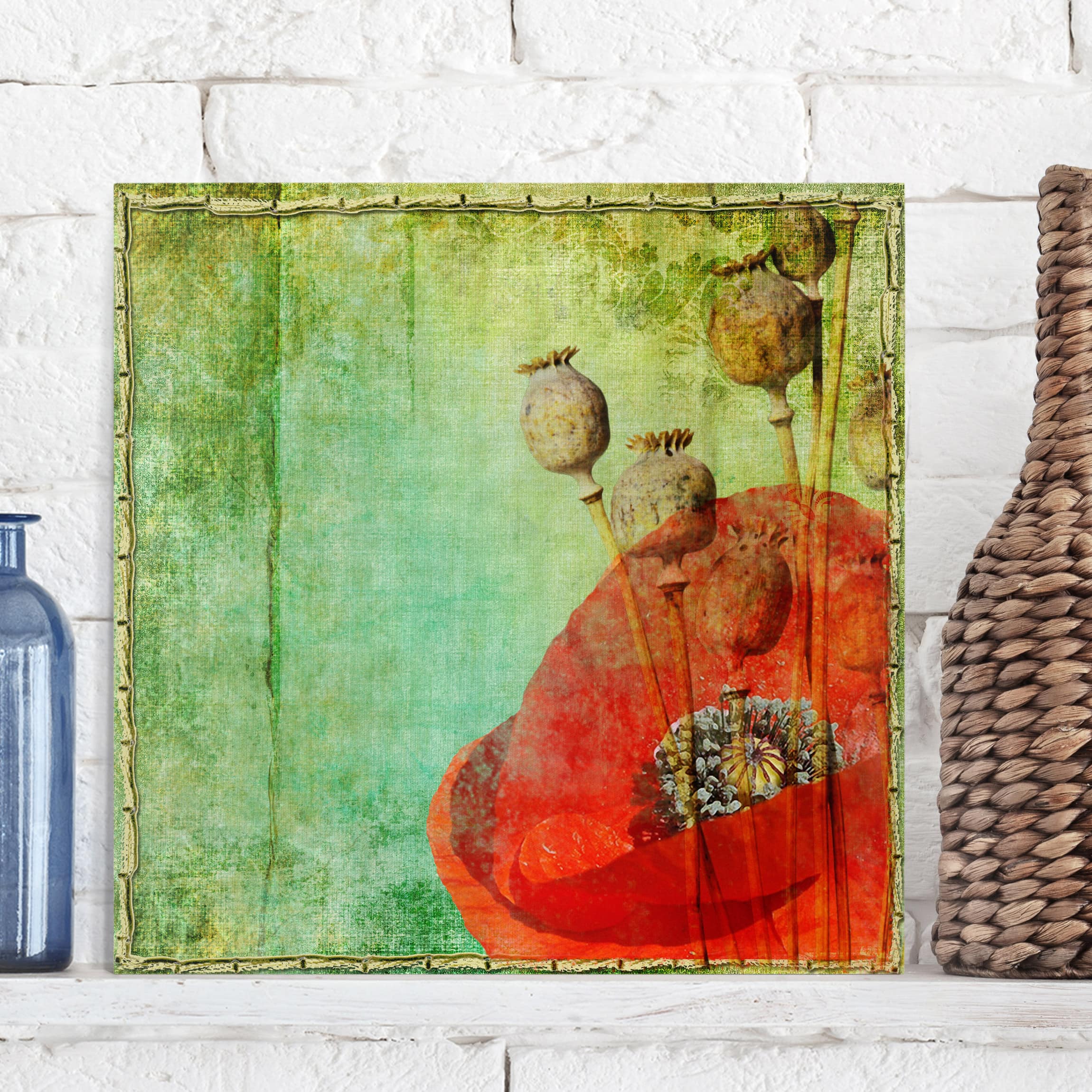 Leinwandbild - Quadrat Poppy Stalks