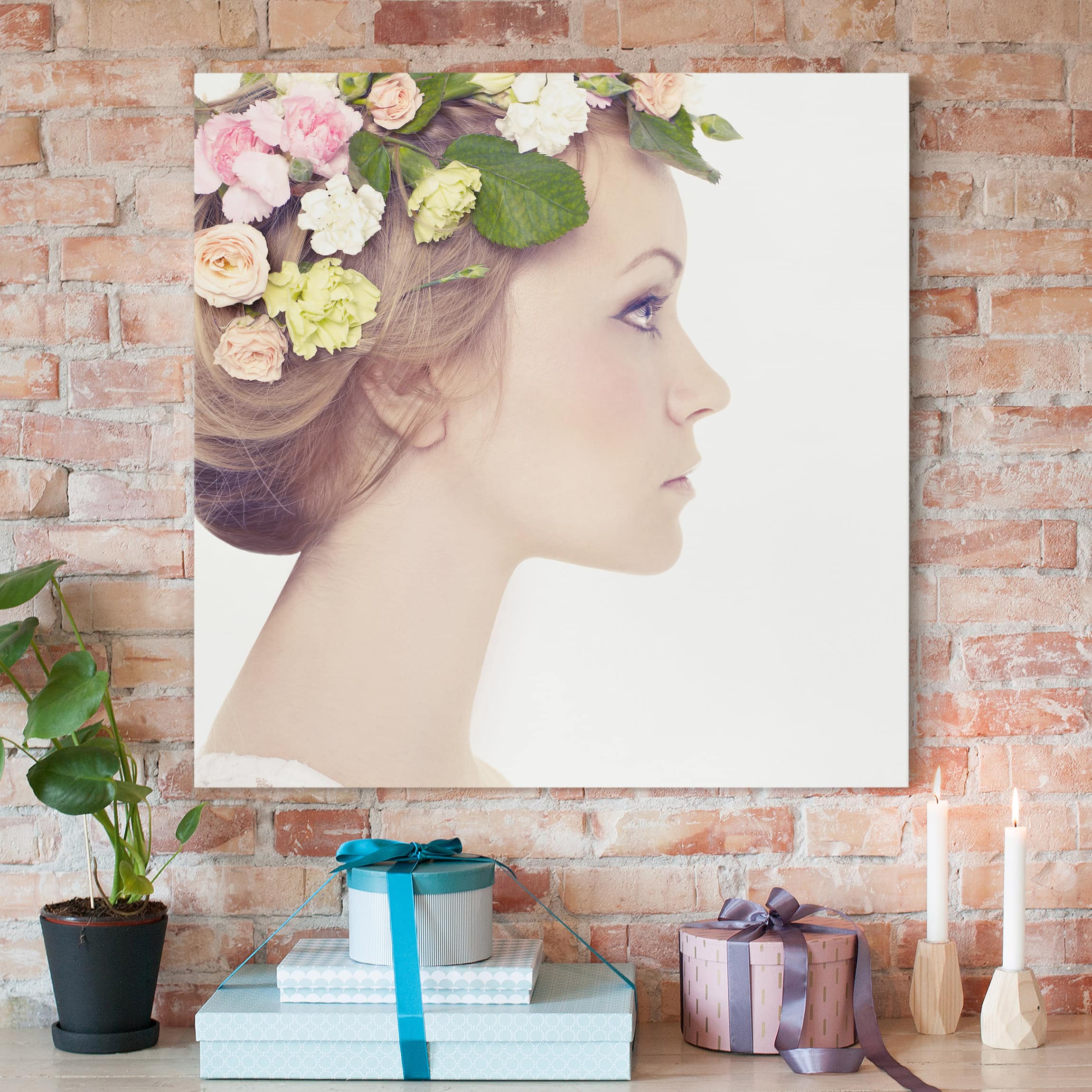 Leinwandbild - Quadrat Prinzessin Rosenrot