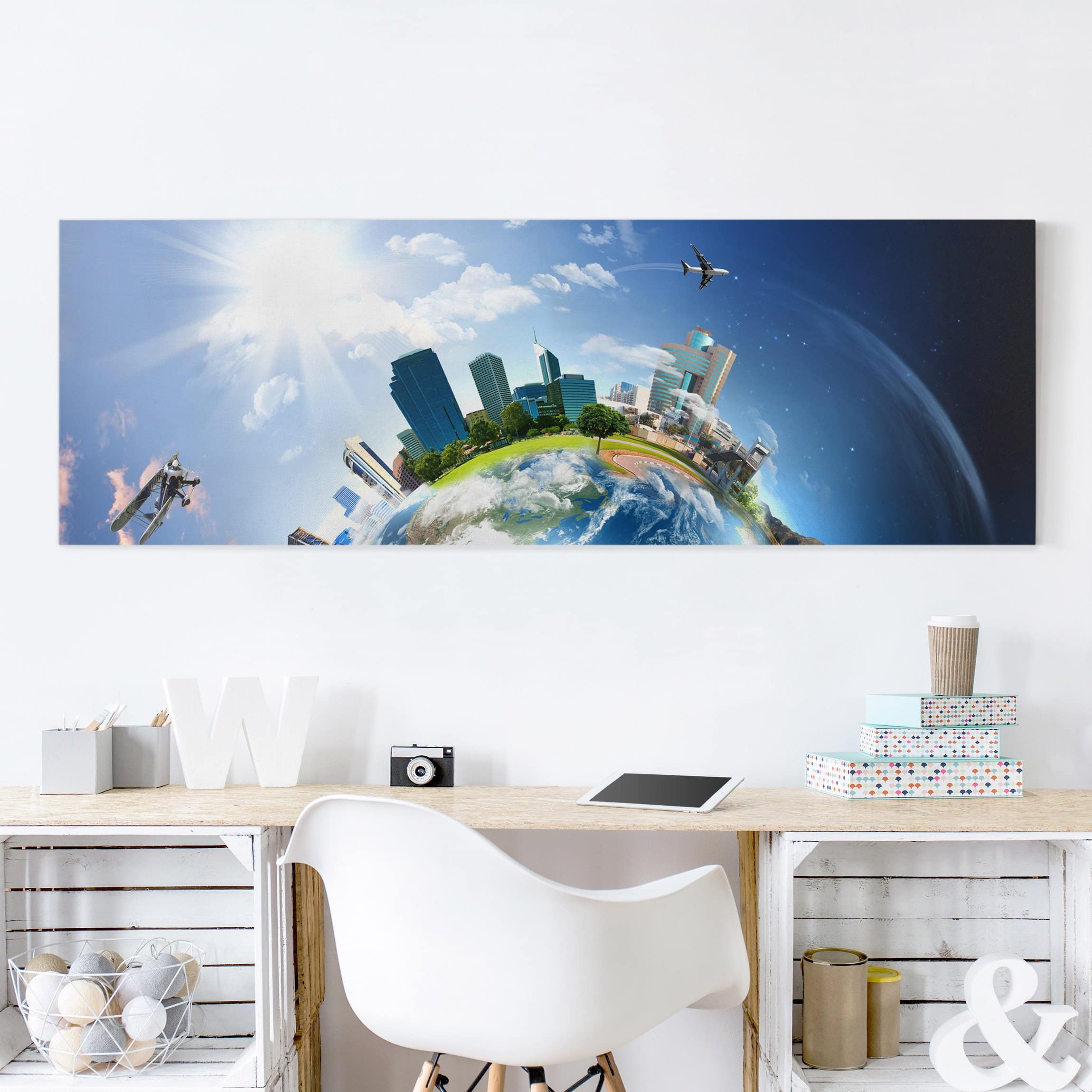Leinwandbild - Panorama Reise um die Welt