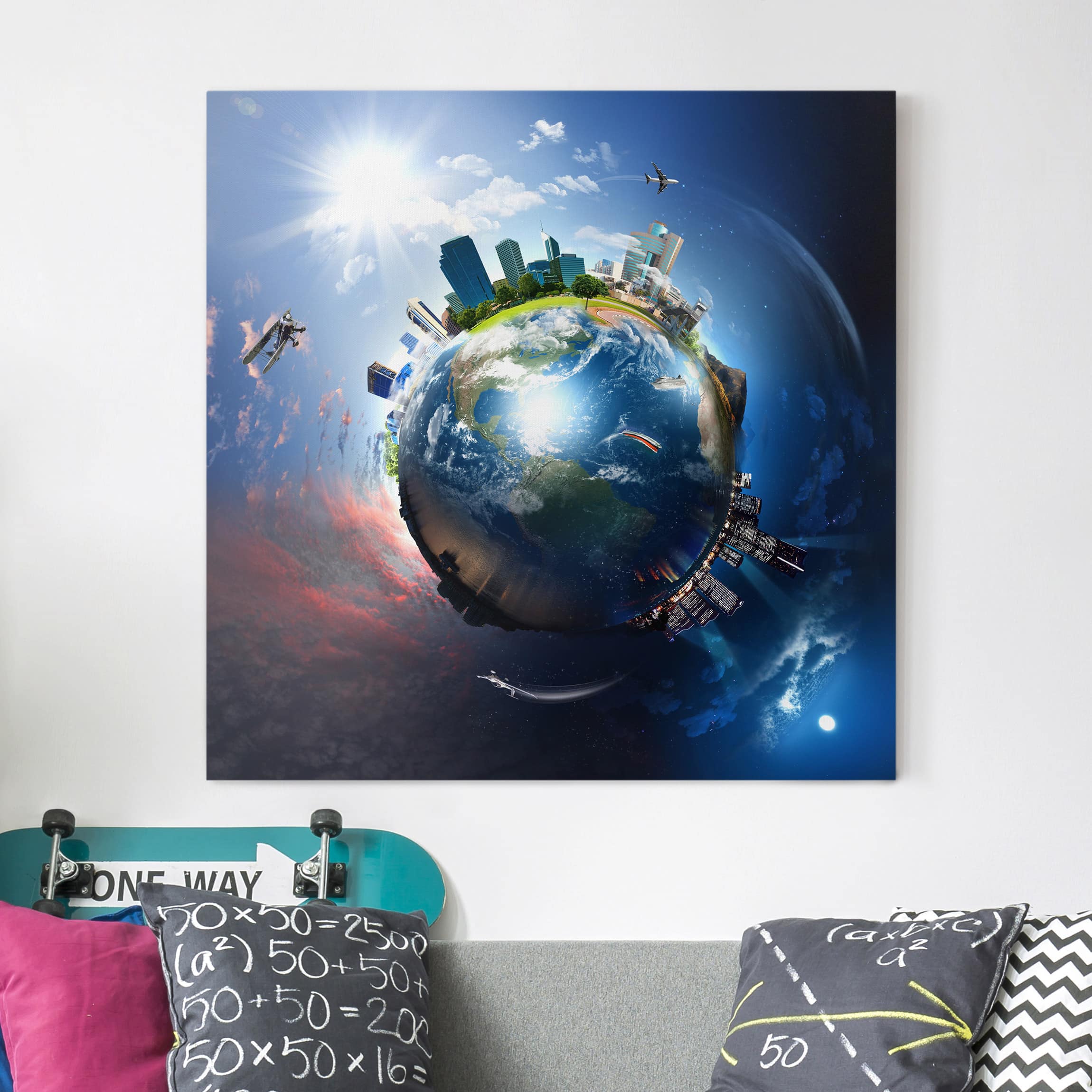 Leinwandbild - Quadrat Reise um die Welt