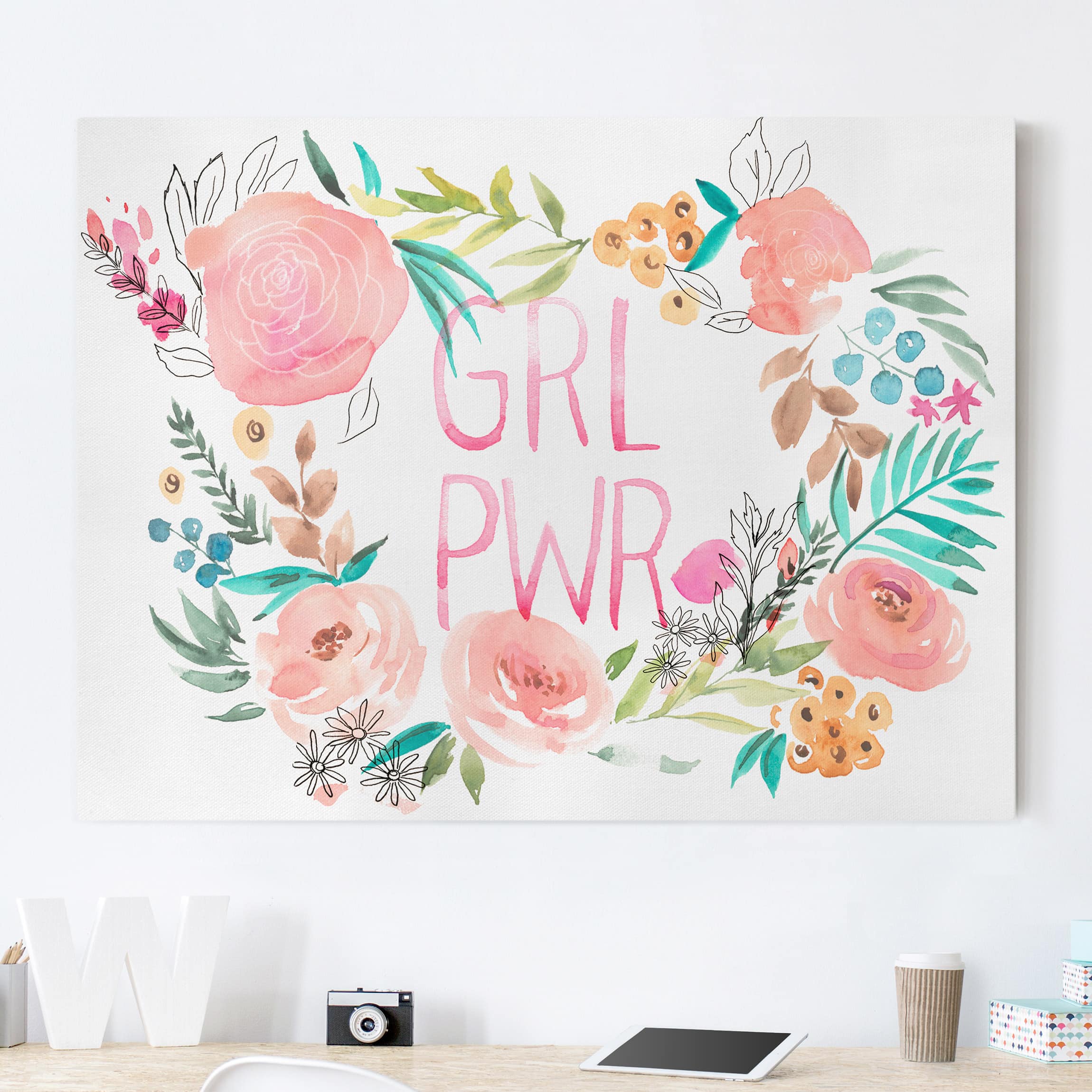 Leinwandbild - Querformat Rosa Blüten - Girl Power