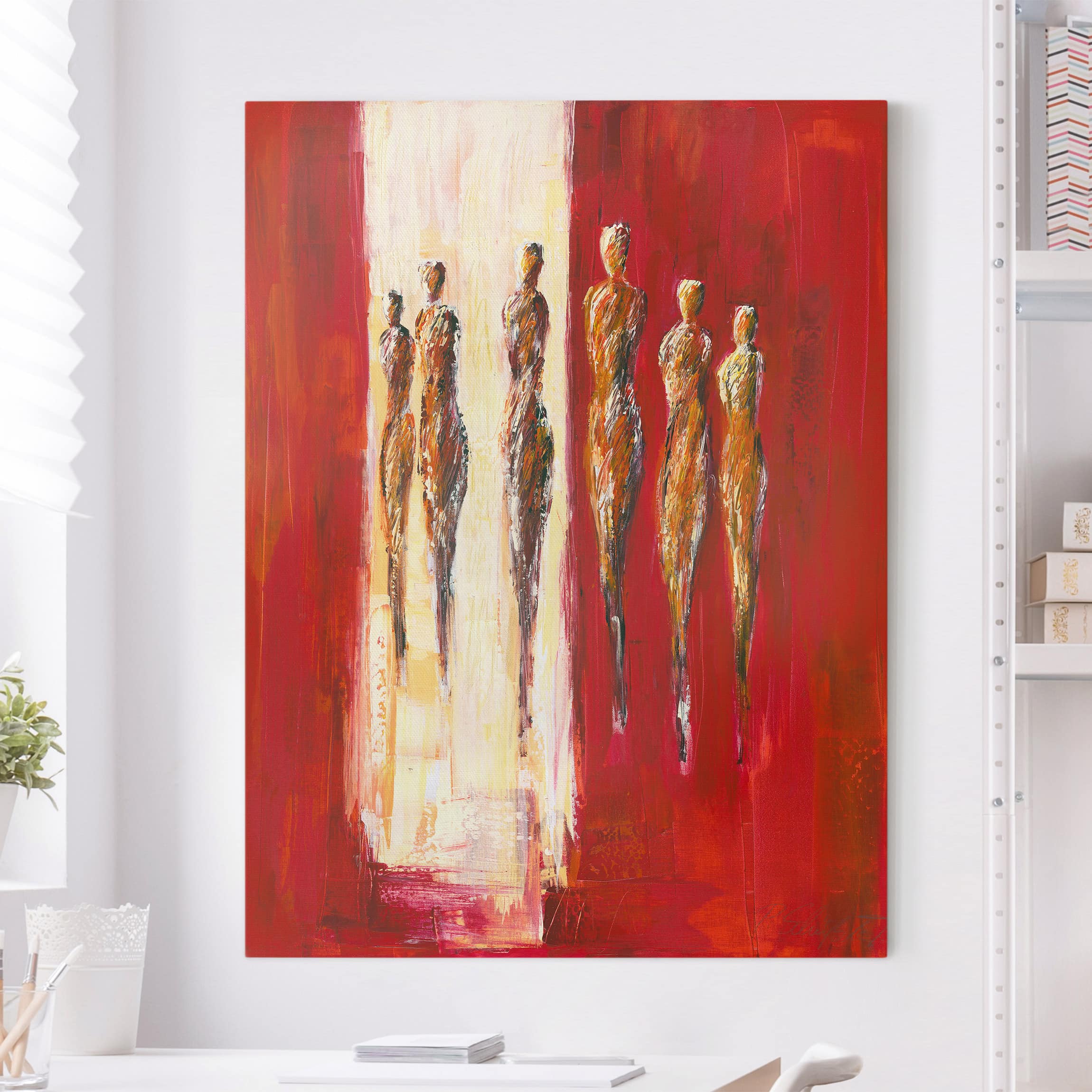 Leinwandbild Kunstdruck Petra Schüßler - Sechs Figuren in Rot
