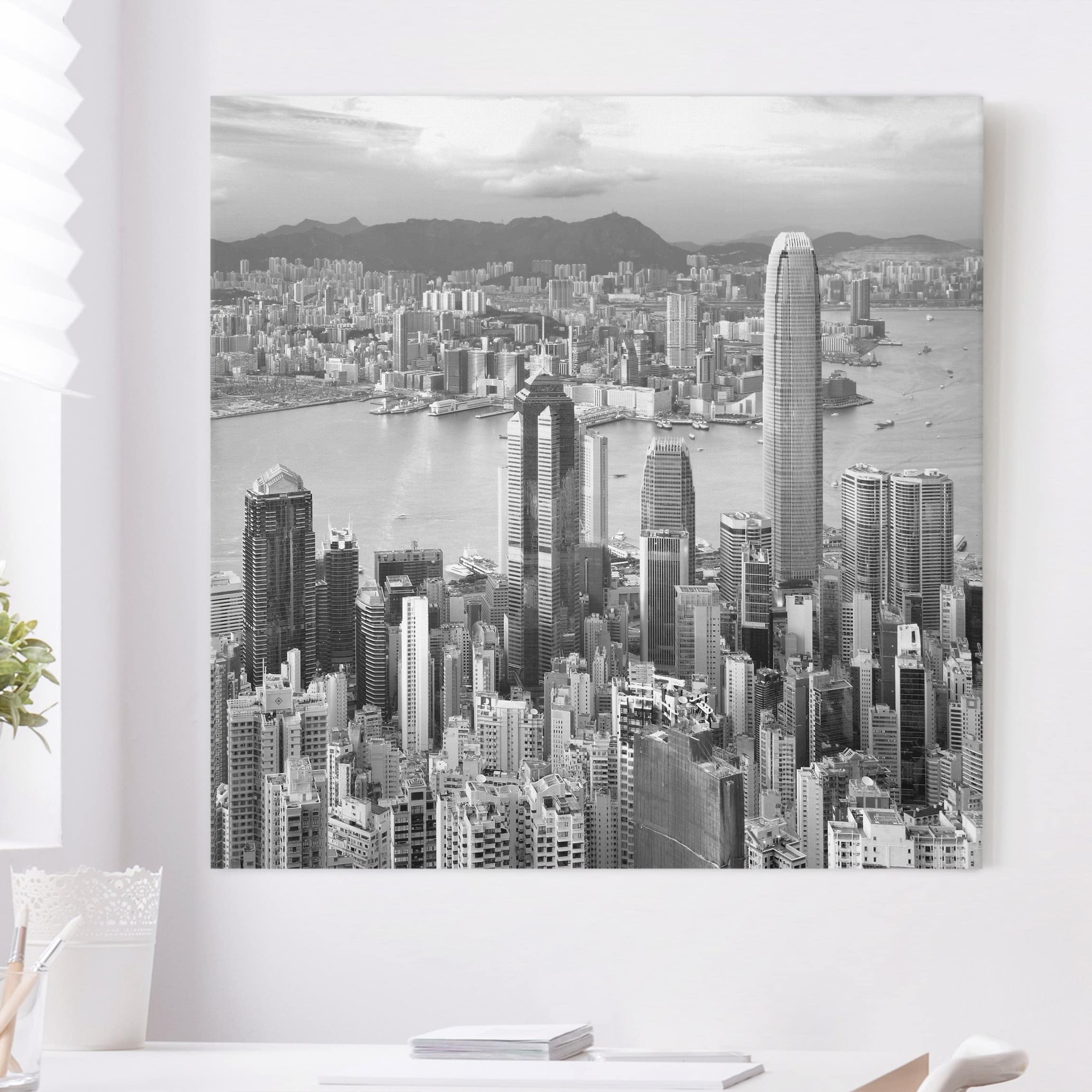 Leinwandbild - Quadrat Skyline Nostalgia
