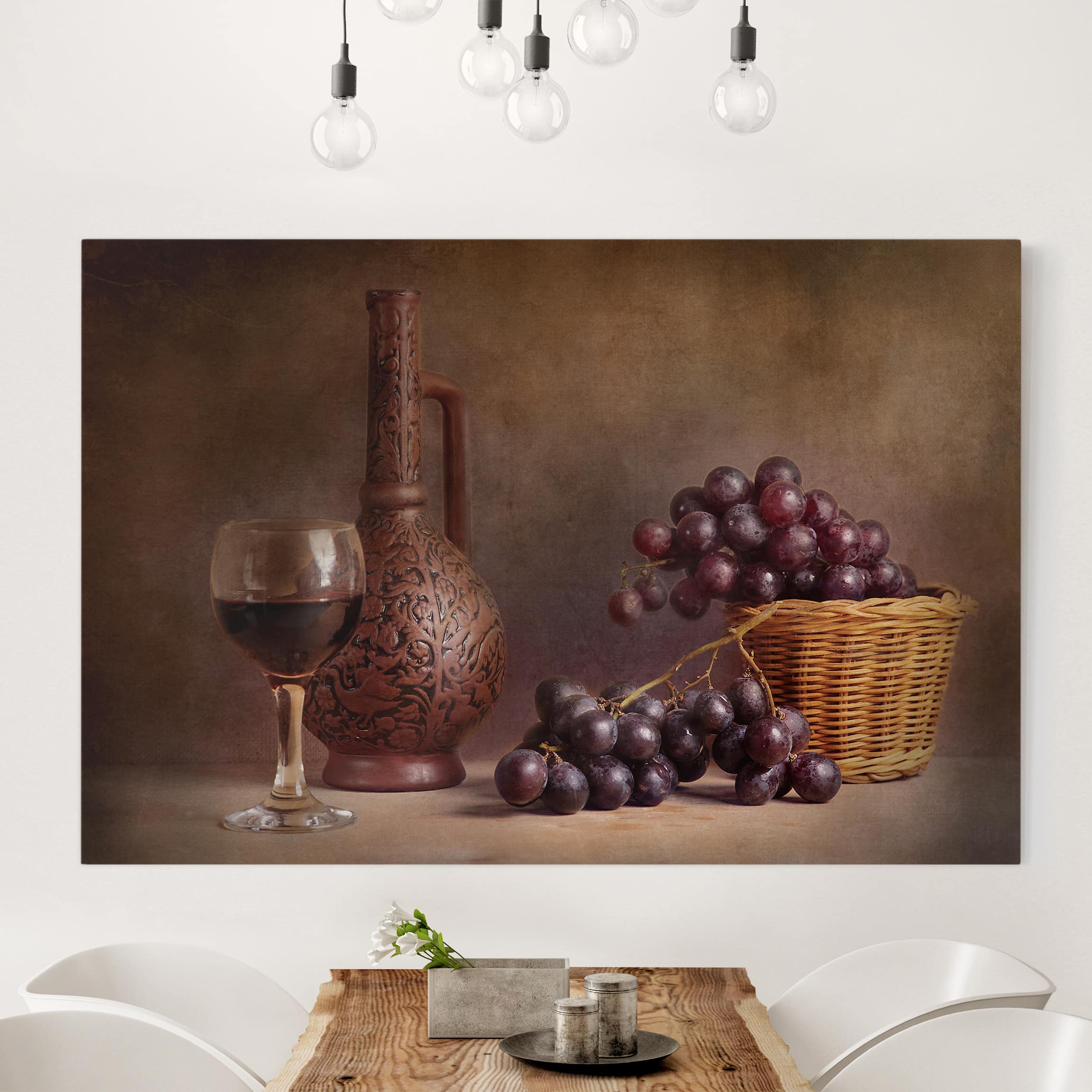 Leinwandbild Küche Stillleben mit Weintrauben