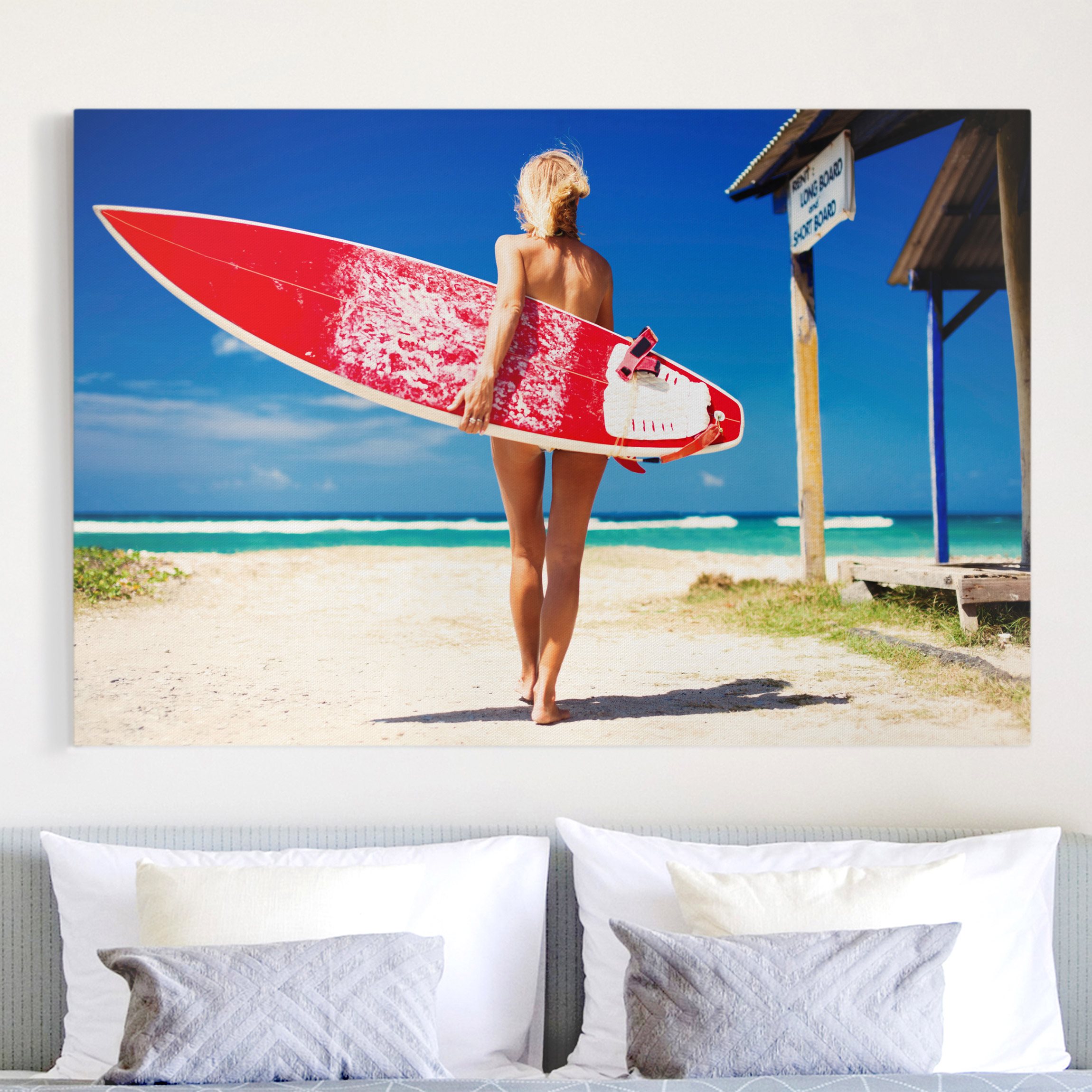 Leinwandbild - Querformat Surfergirl
