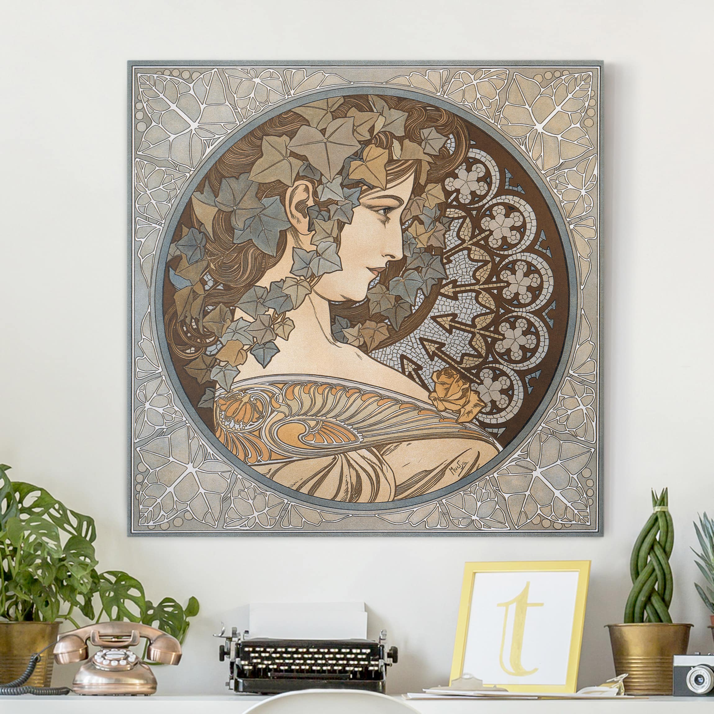 Leinwandbild - Quadrat Alfons Mucha - Synthia