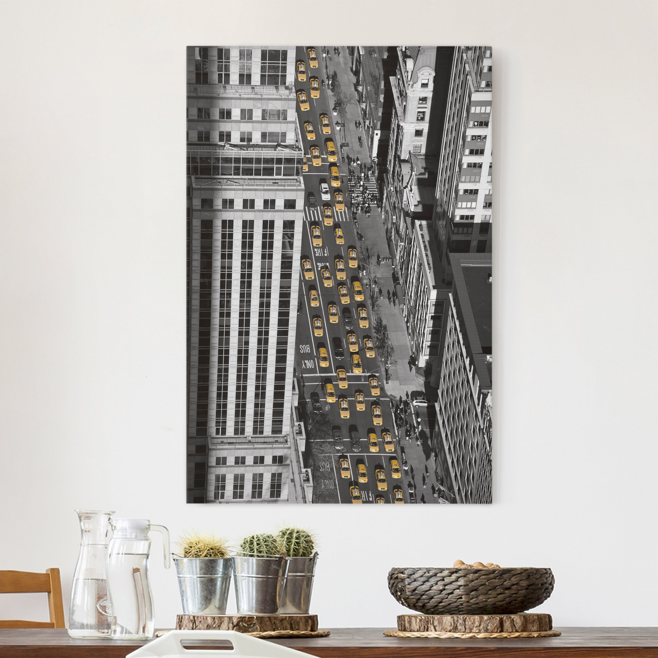 Leinwandbild - Hochformat Taxiverkehr in Manhattan