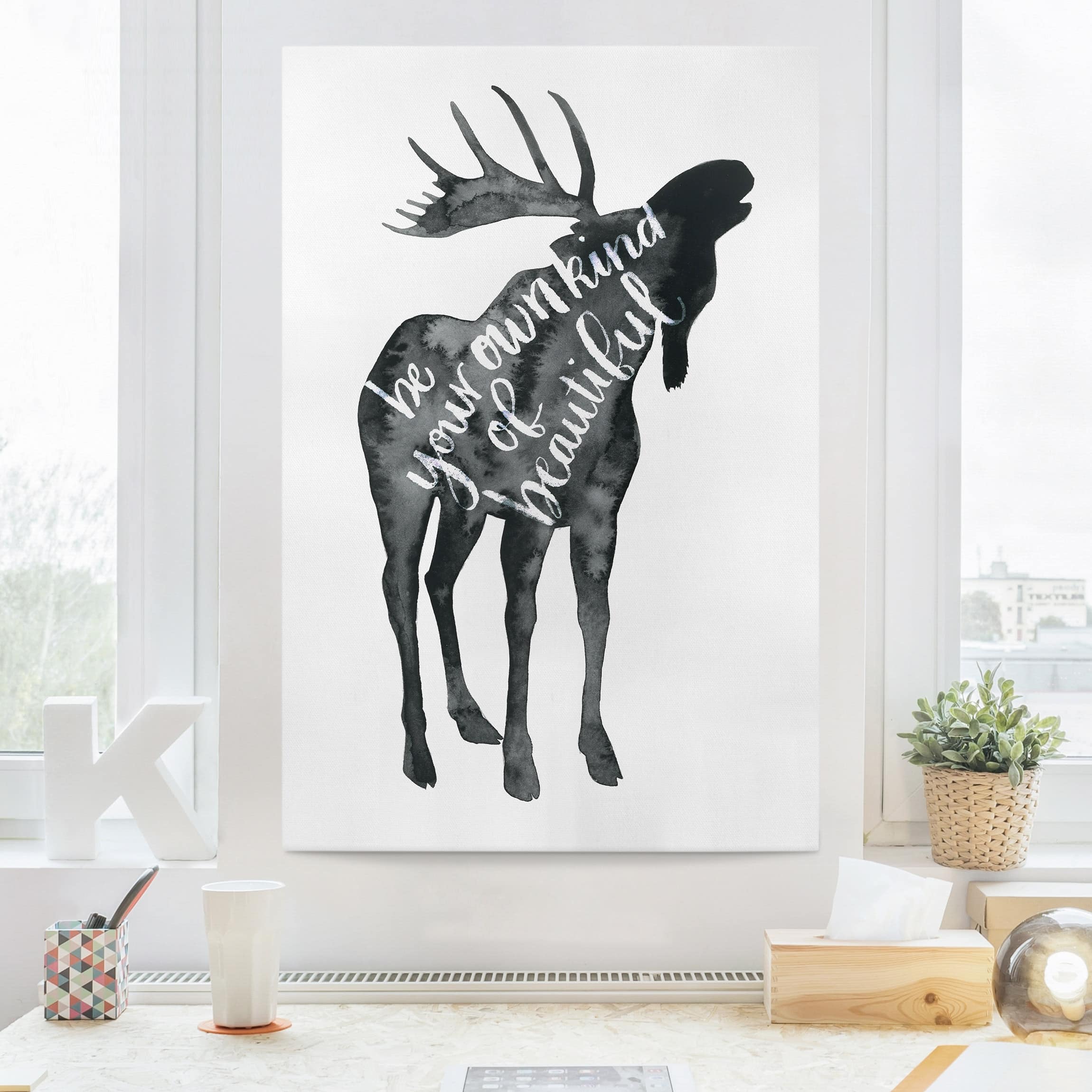 Leinwandbild - Hochformat Tiere mit Weisheit - Elch