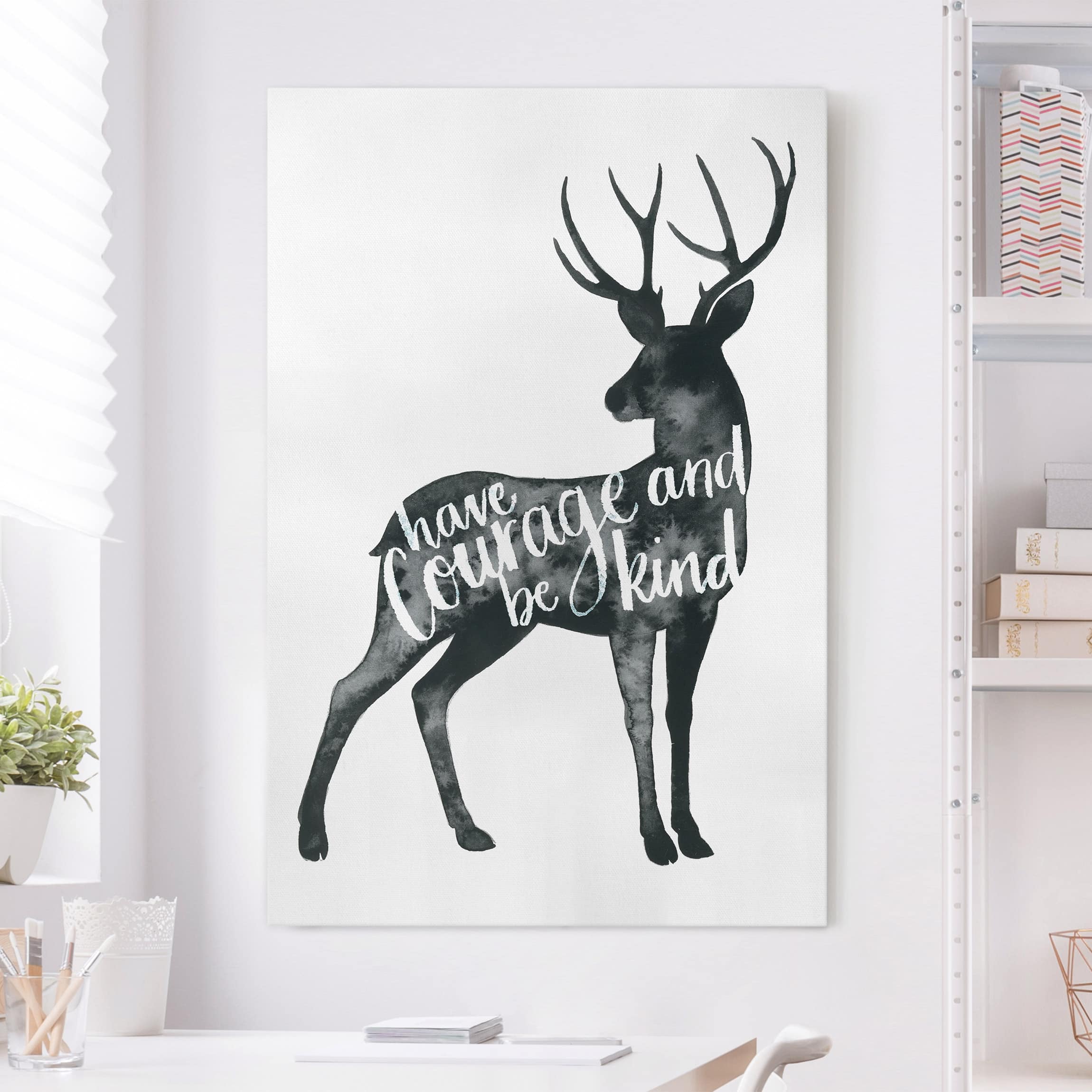 Leinwandbild - Hochformat Tiere mit Weisheit - Hirsch