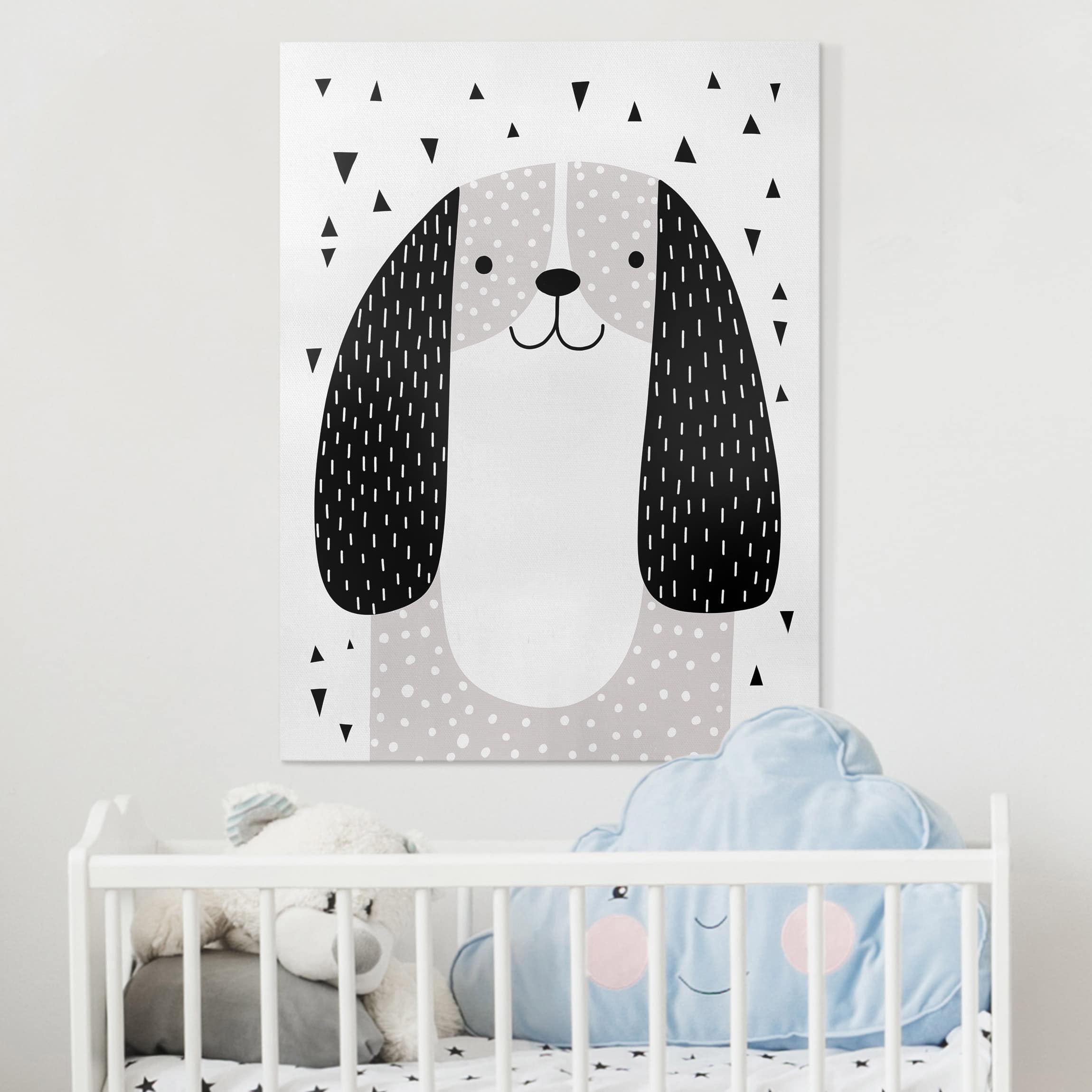 Leinwandbild Schwarz-Weiß Tierpark mit Mustern - Hund