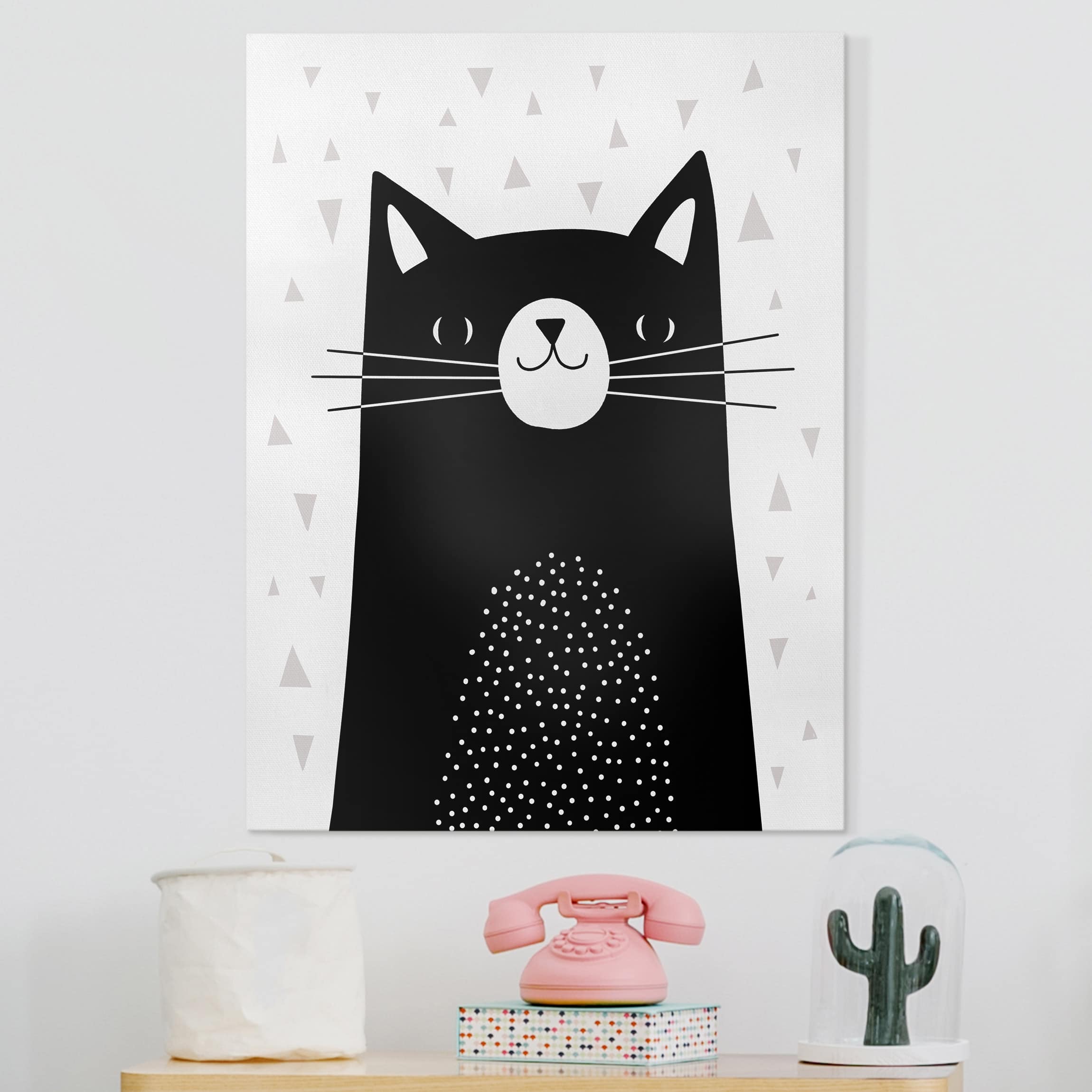 Leinwandbild - Hochformat Tierpark mit Mustern - Katze