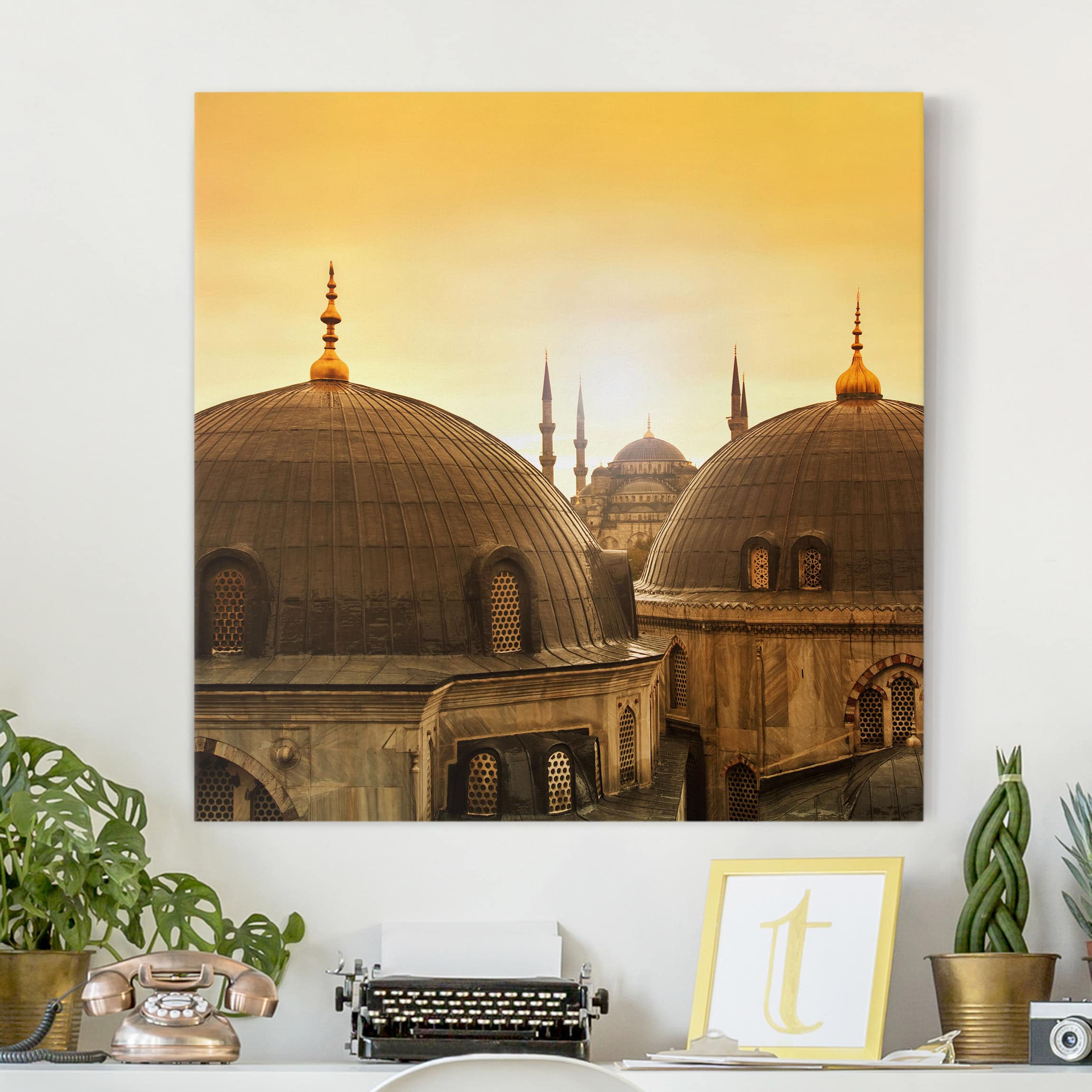 Leinwandbild - Quadrat Über den Dächern von Istanbul