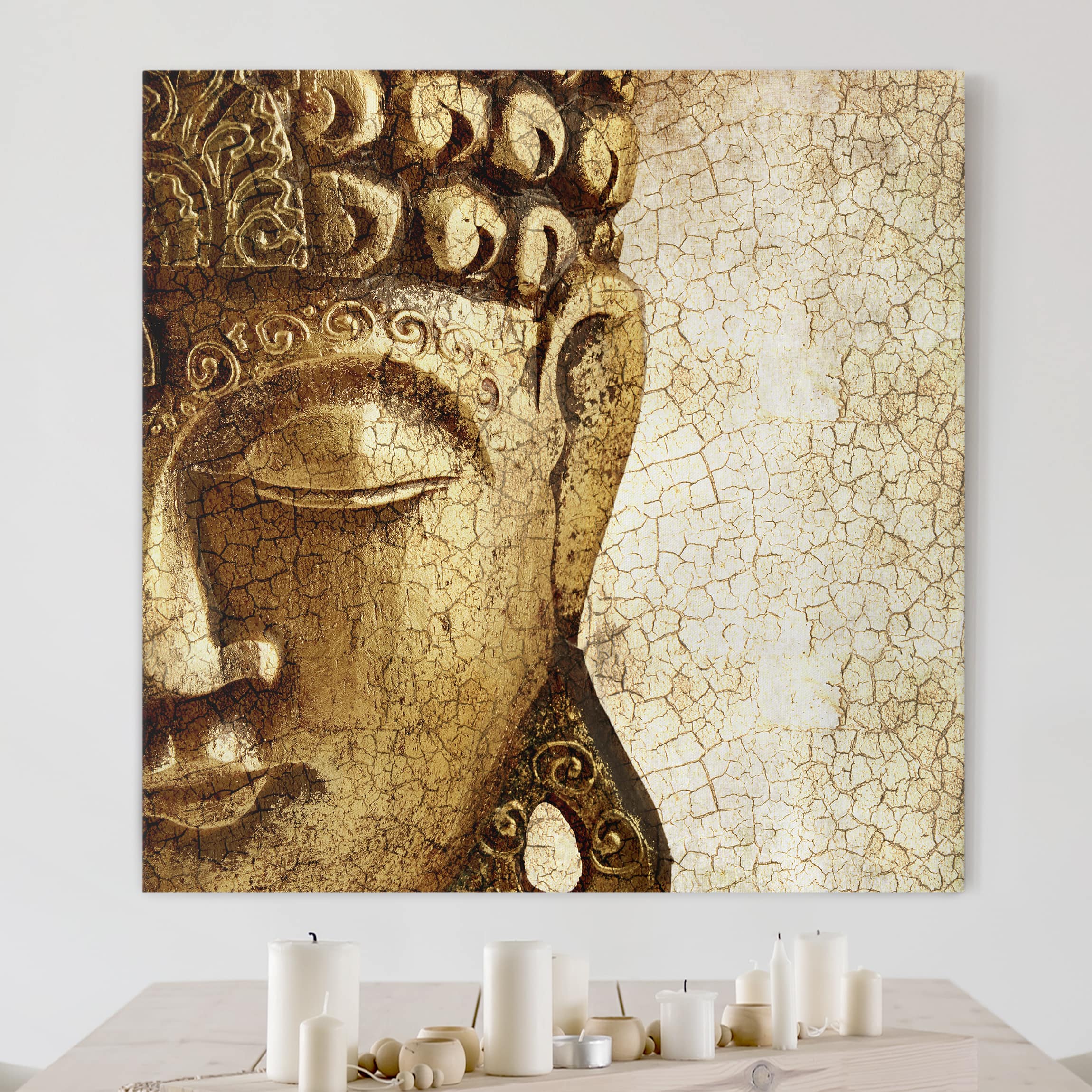 Leinwandbild - Quadrat Vintage Buddha