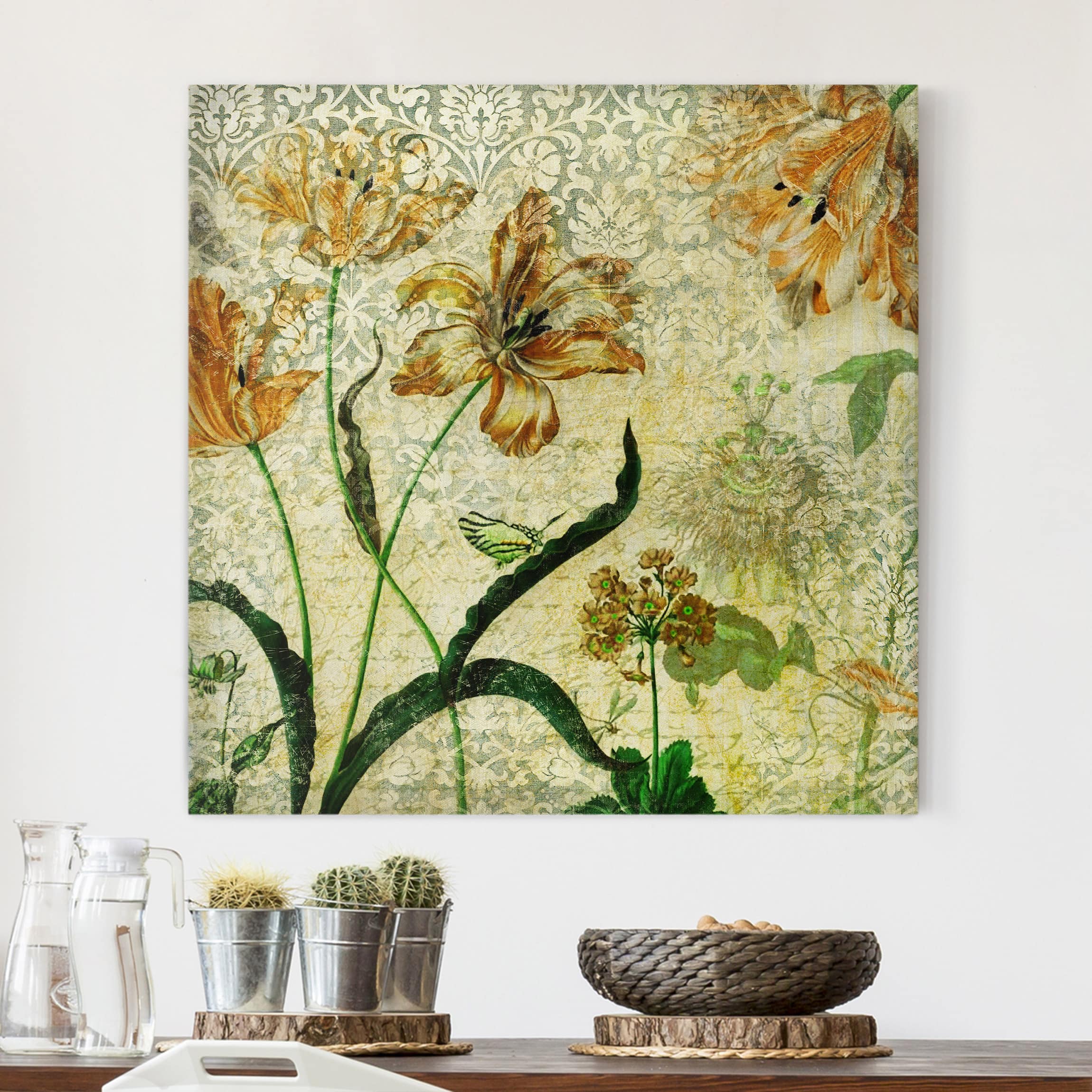 Leinwandbild Blumen Vintage Grasses