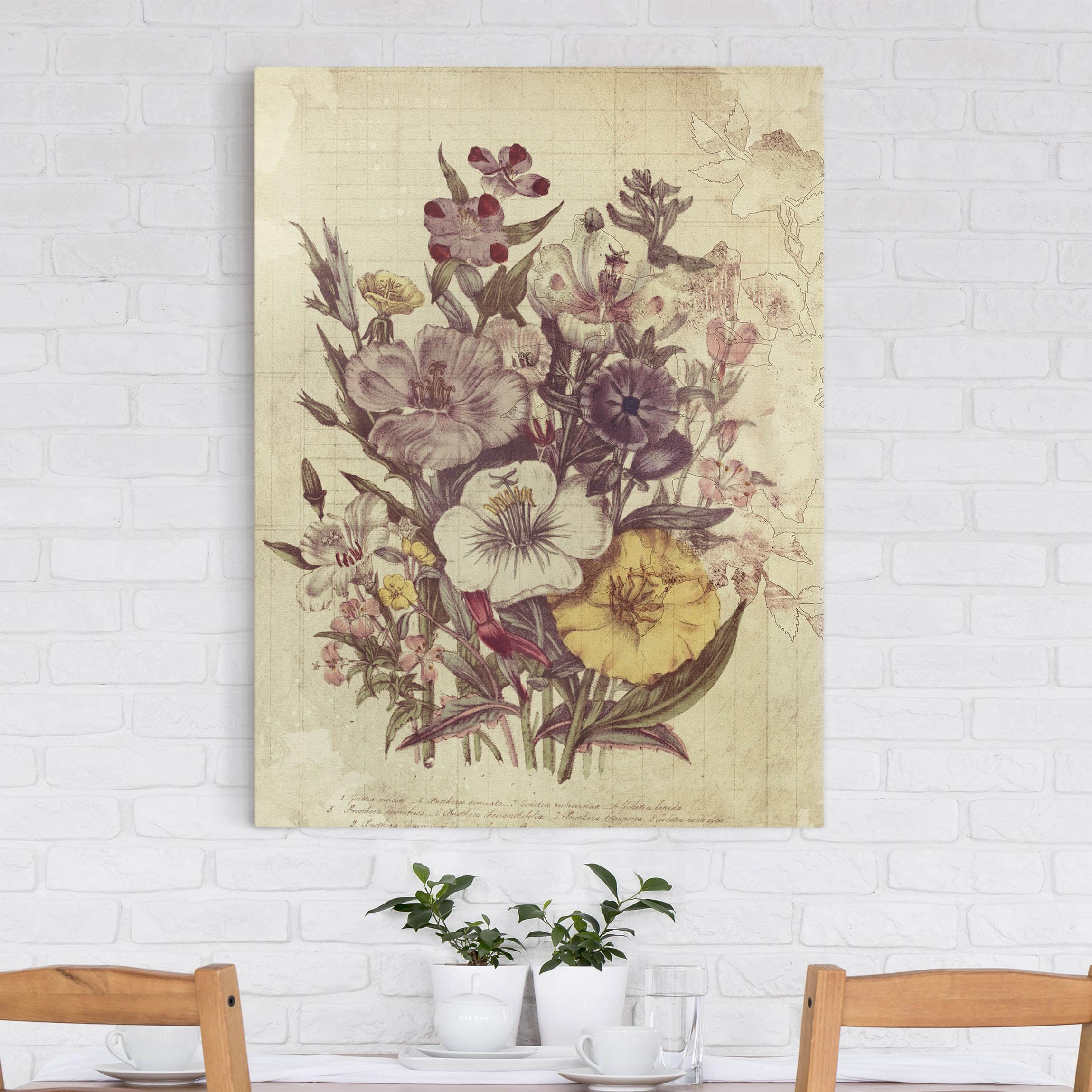 Leinwandbild - Hochformat Vintage Letter Blumenstrauss