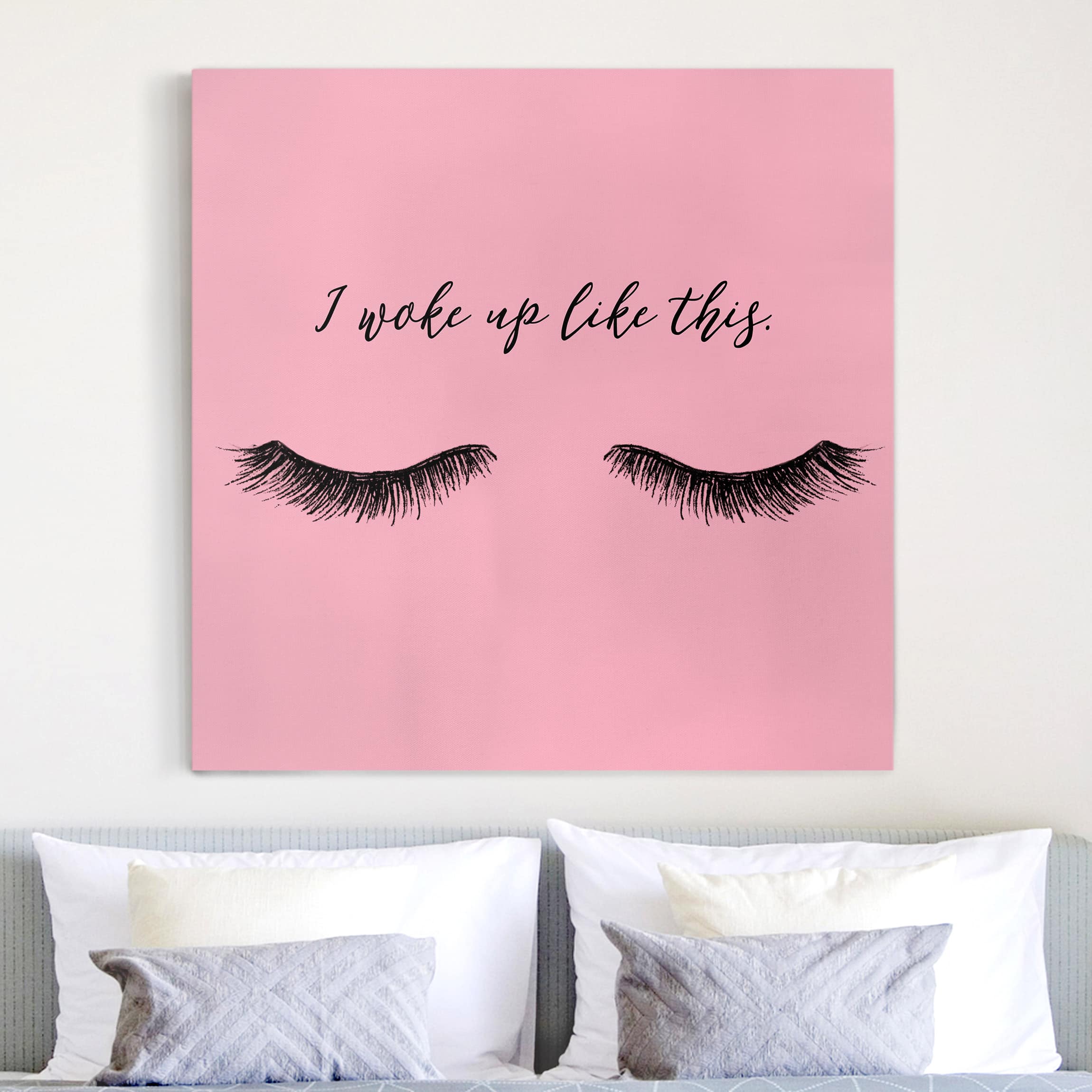 Leinwandbild - Quadrat Wimpern Chat - Wake up