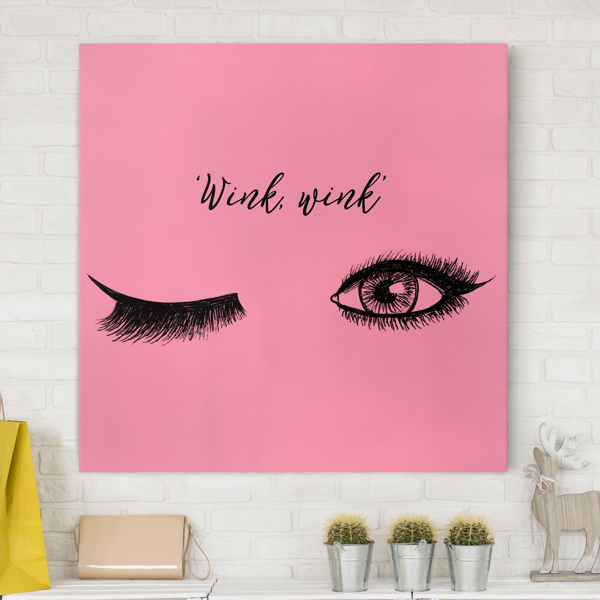 Leinwandbild - Quadrat Wimpern Chat - Wink