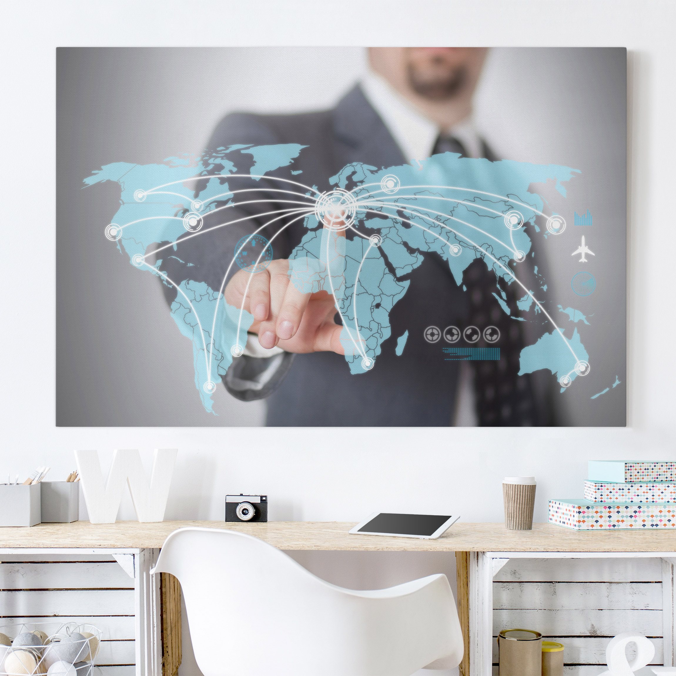 Leinwandbild Weltkarte World in Touch