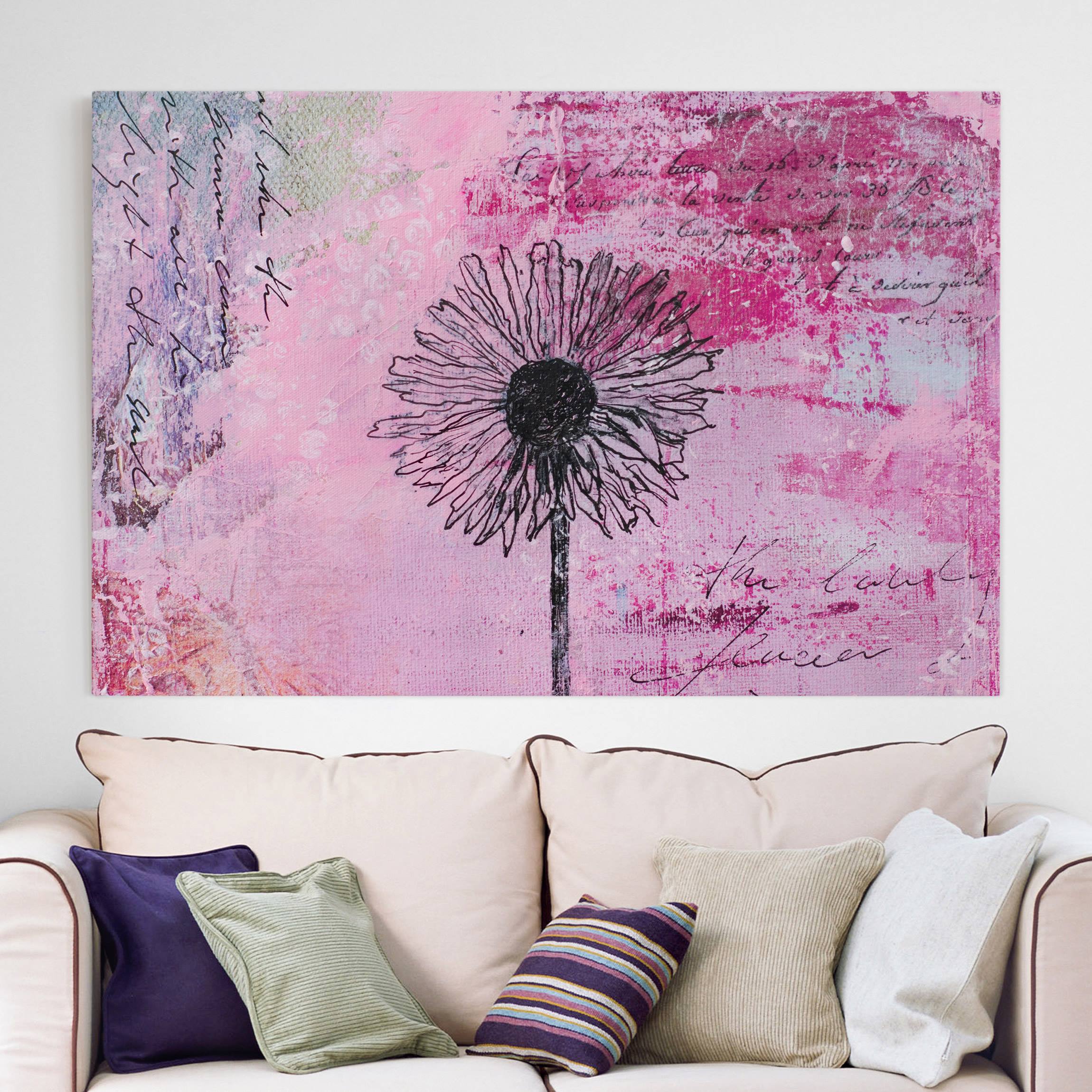 Leinwandbild Blumen Writing You...!