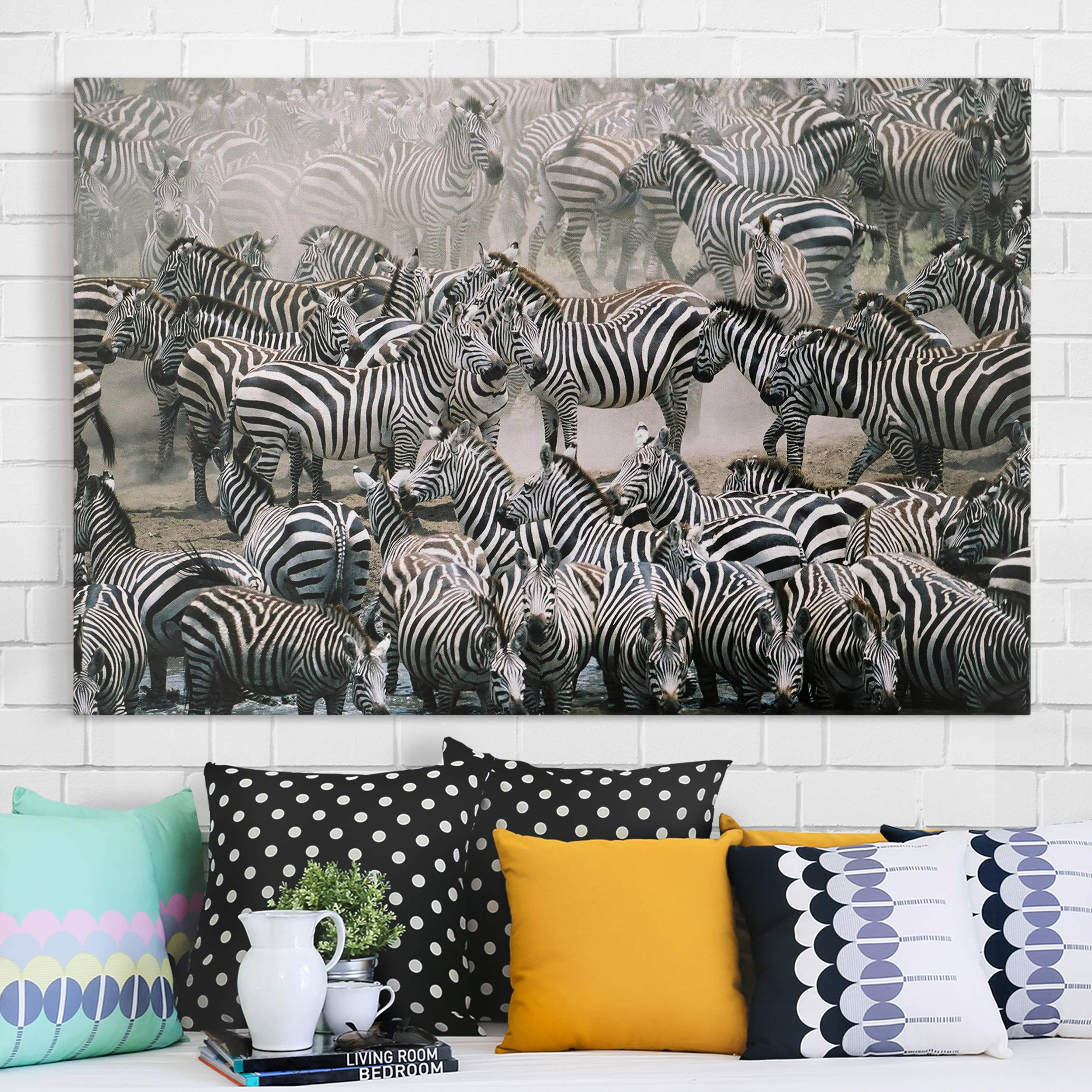 Leinwandbild Tiere Zebraherde