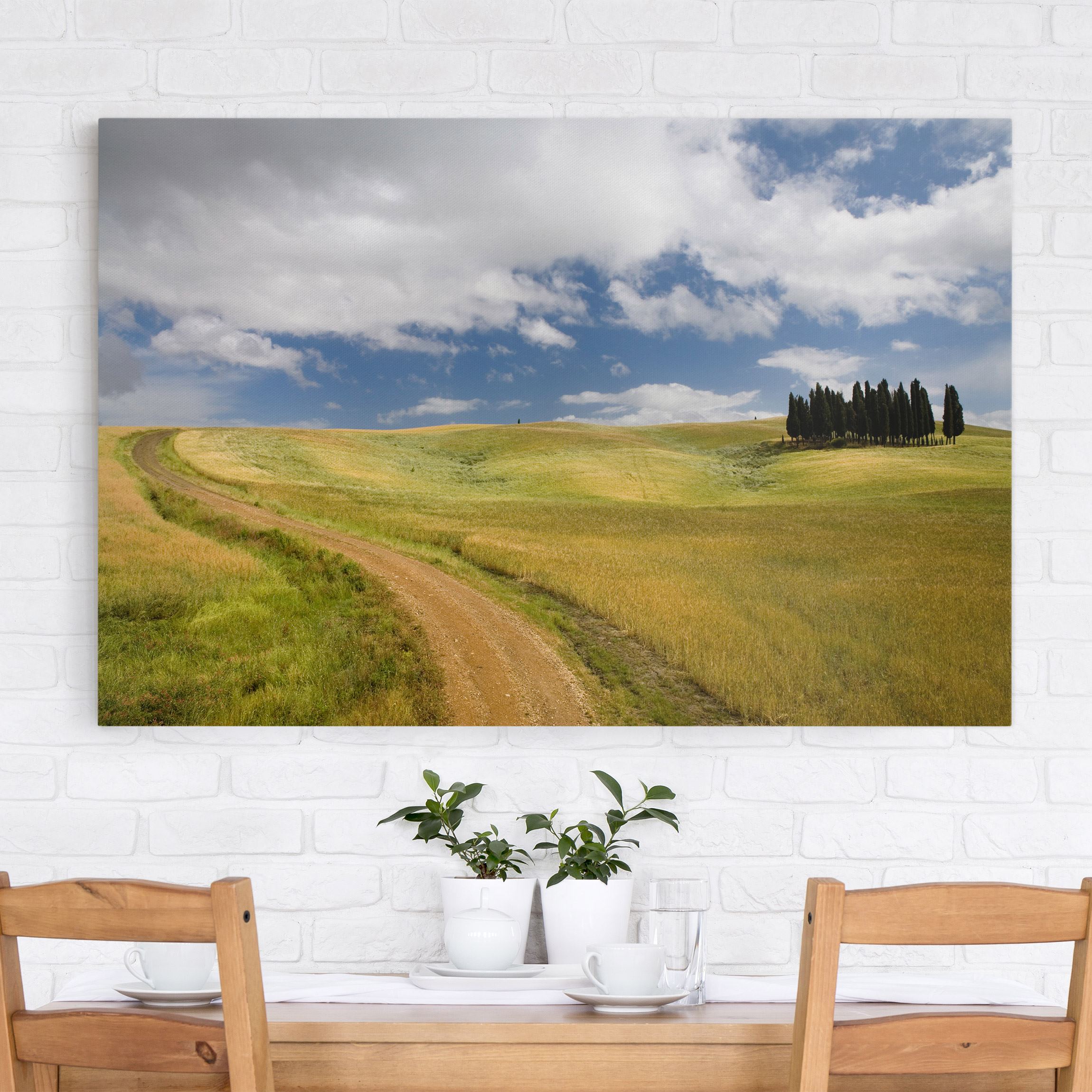 Leinwandbild - Querformat Zypressen in der Toskana
