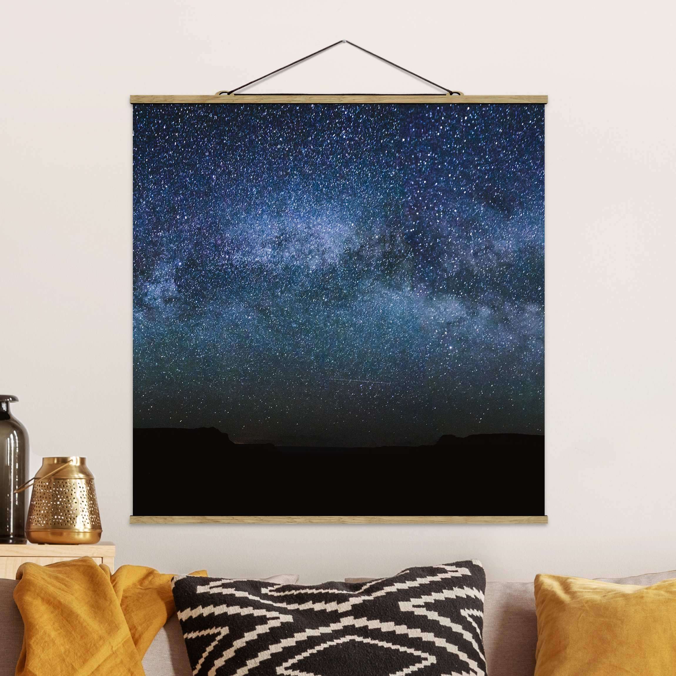 Stoffbild mit Posterleisten Leuchten des Sternenhimmels