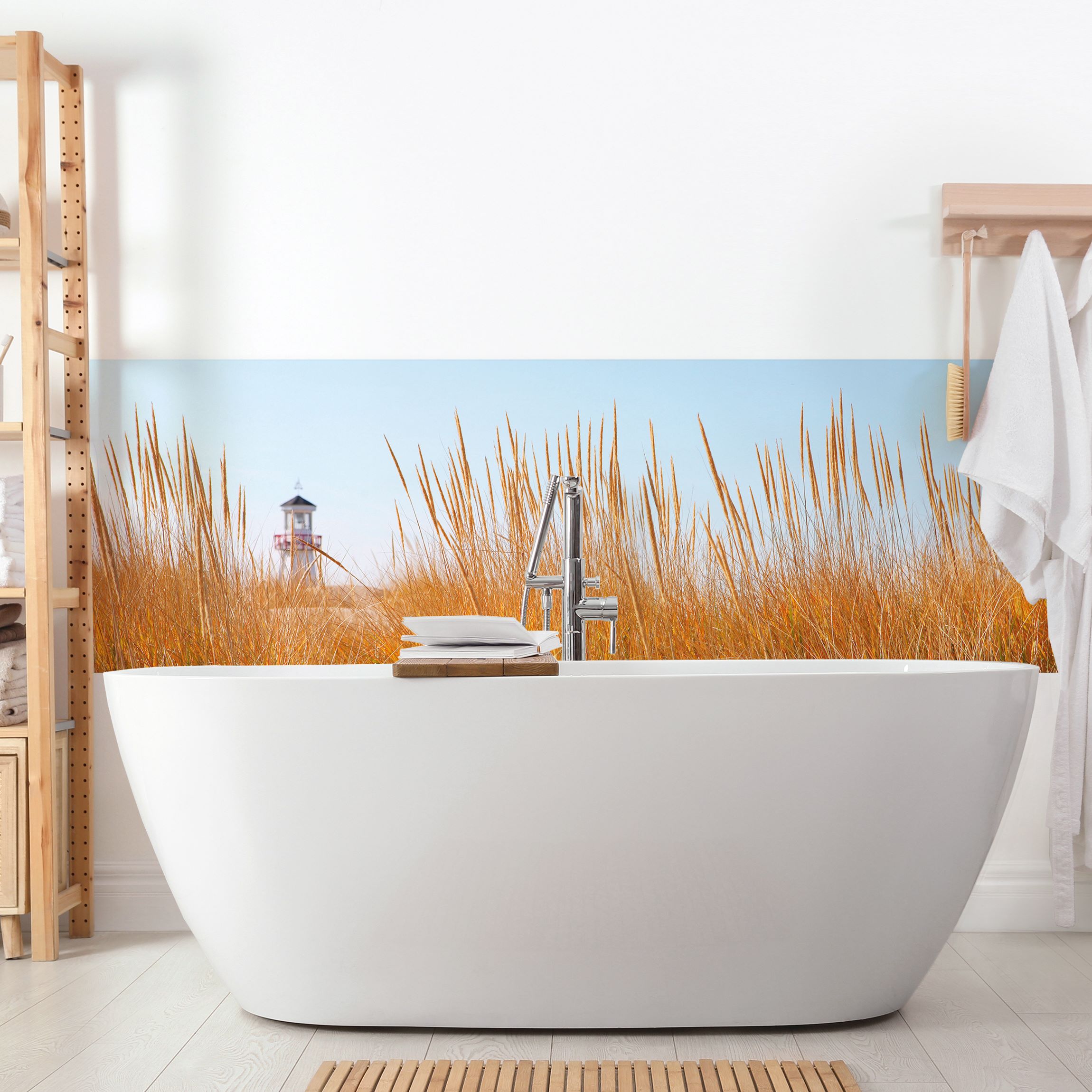 Wandverkleidung Bad Leuchtturm im Strandfeld
