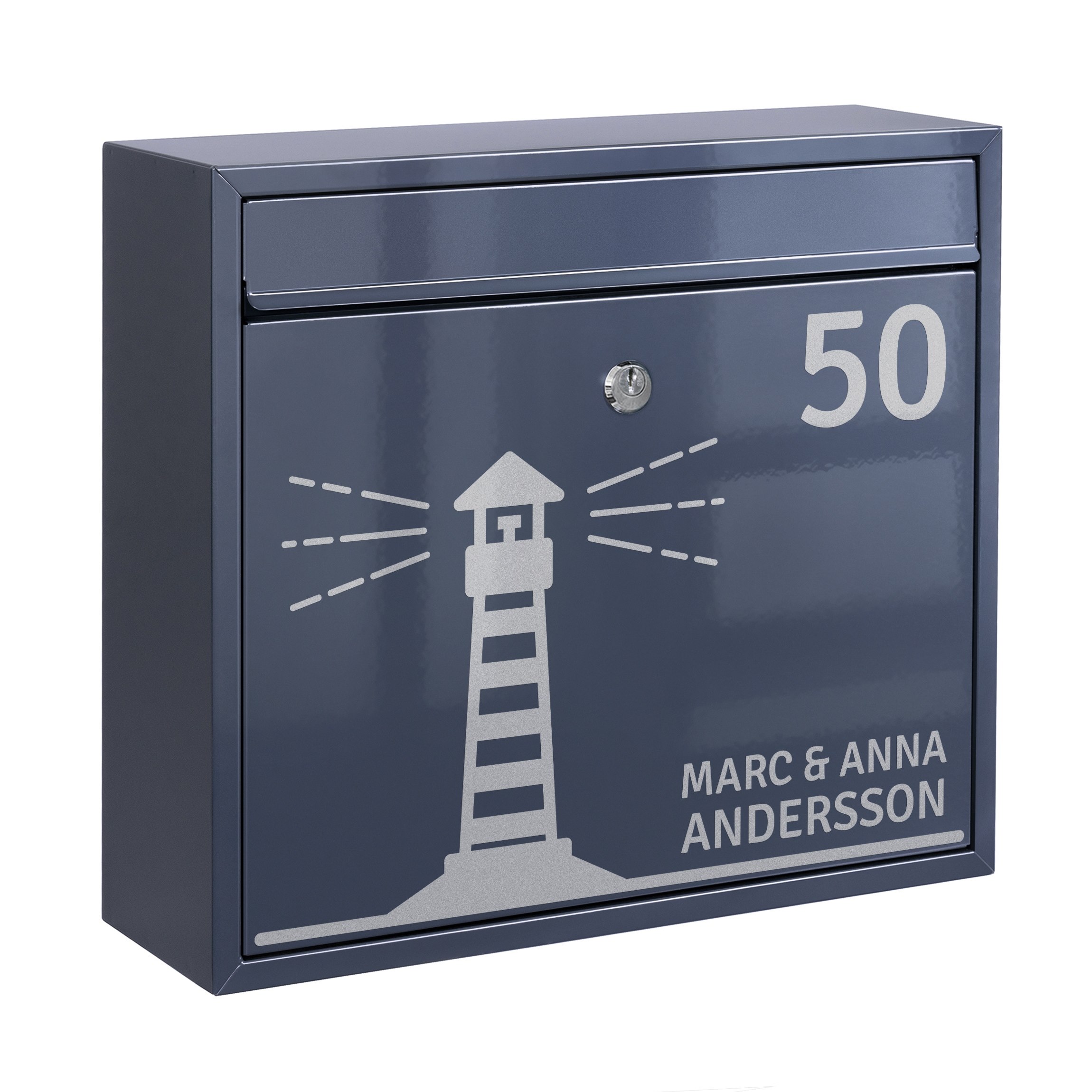 Briefkasten mit eigenem Text Leuchtturm mit Wunschtext