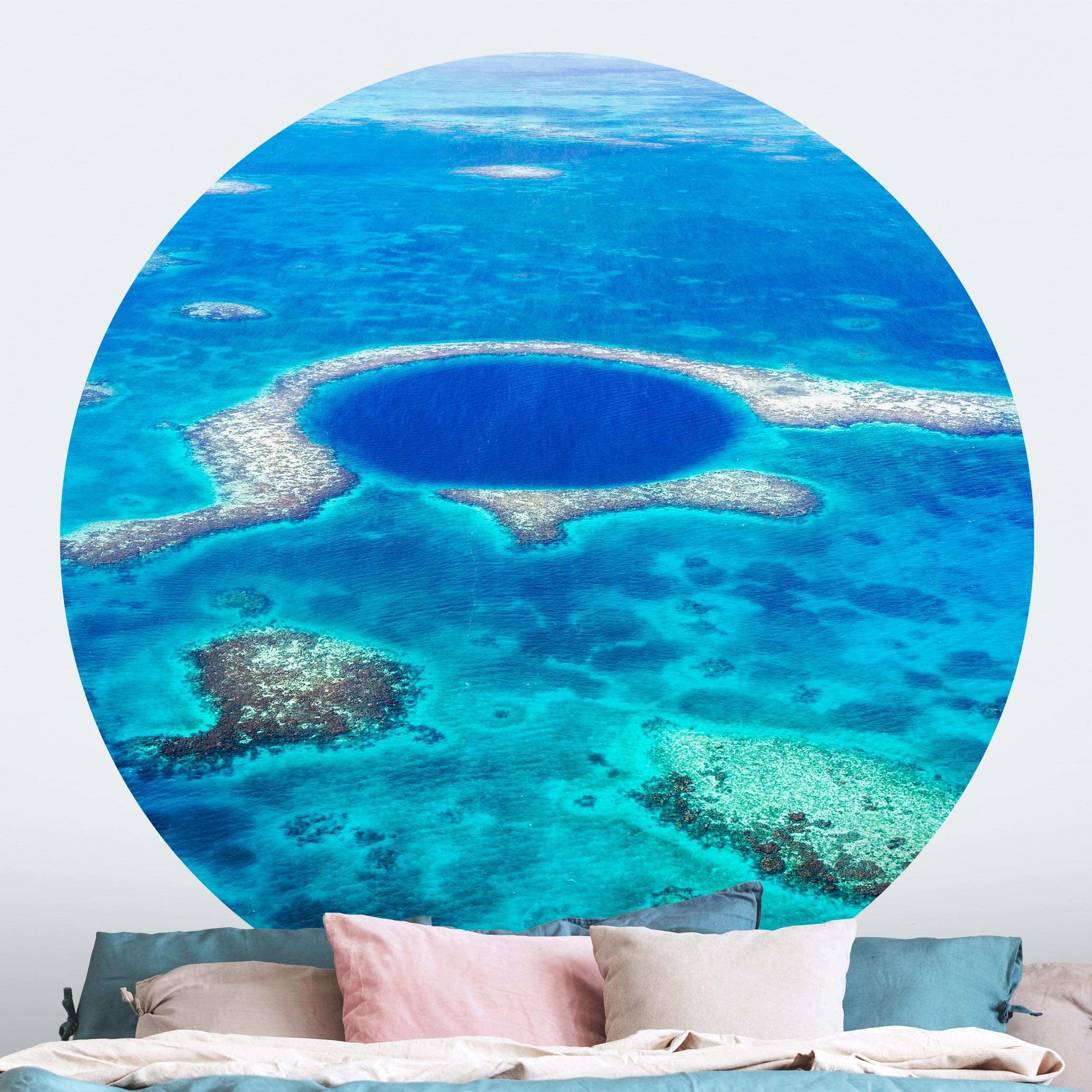 Runde Tapete selbstklebend Leuchtturmriff von Belize