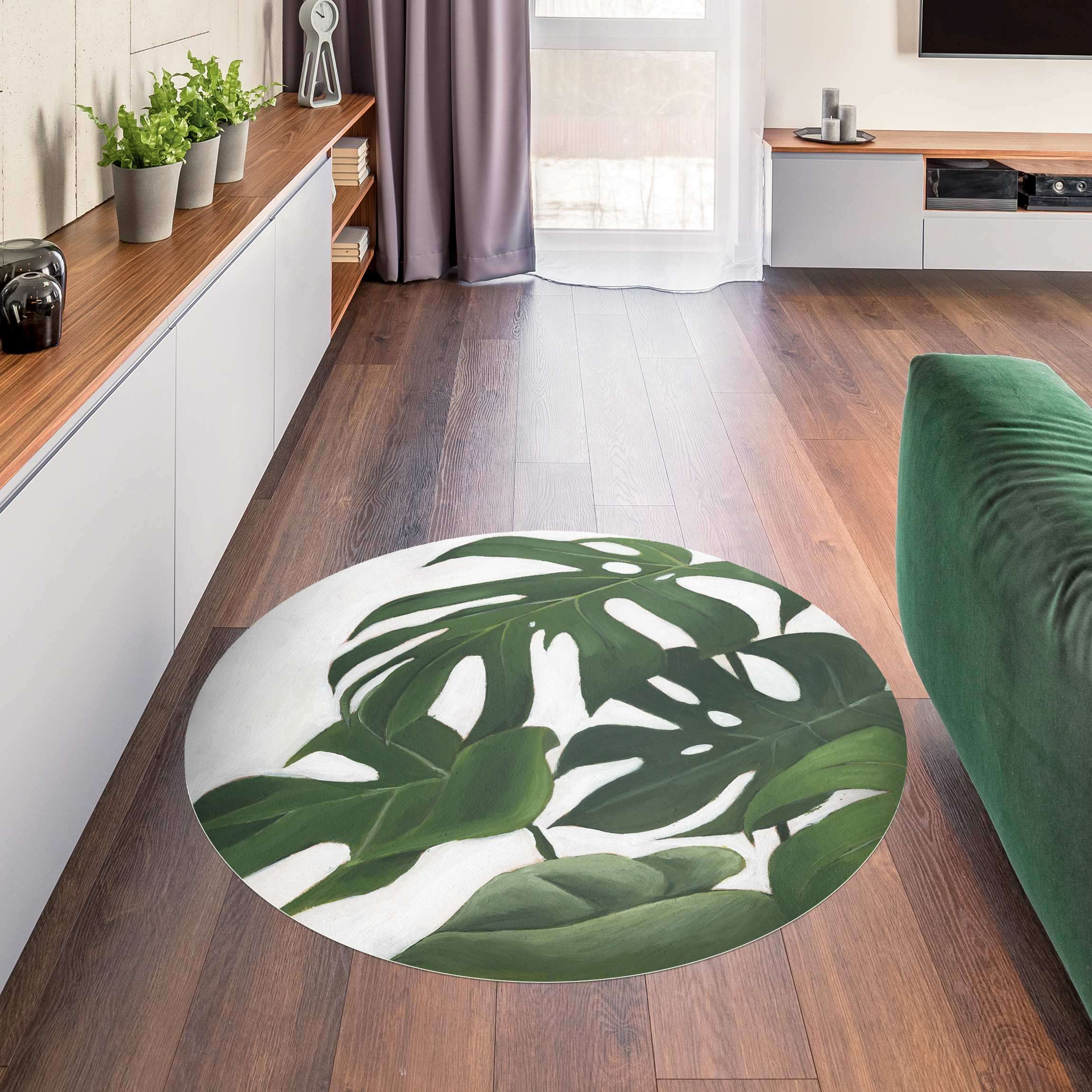 Runder Vinyl-Teppich Lieblingspflanzen - Monstera