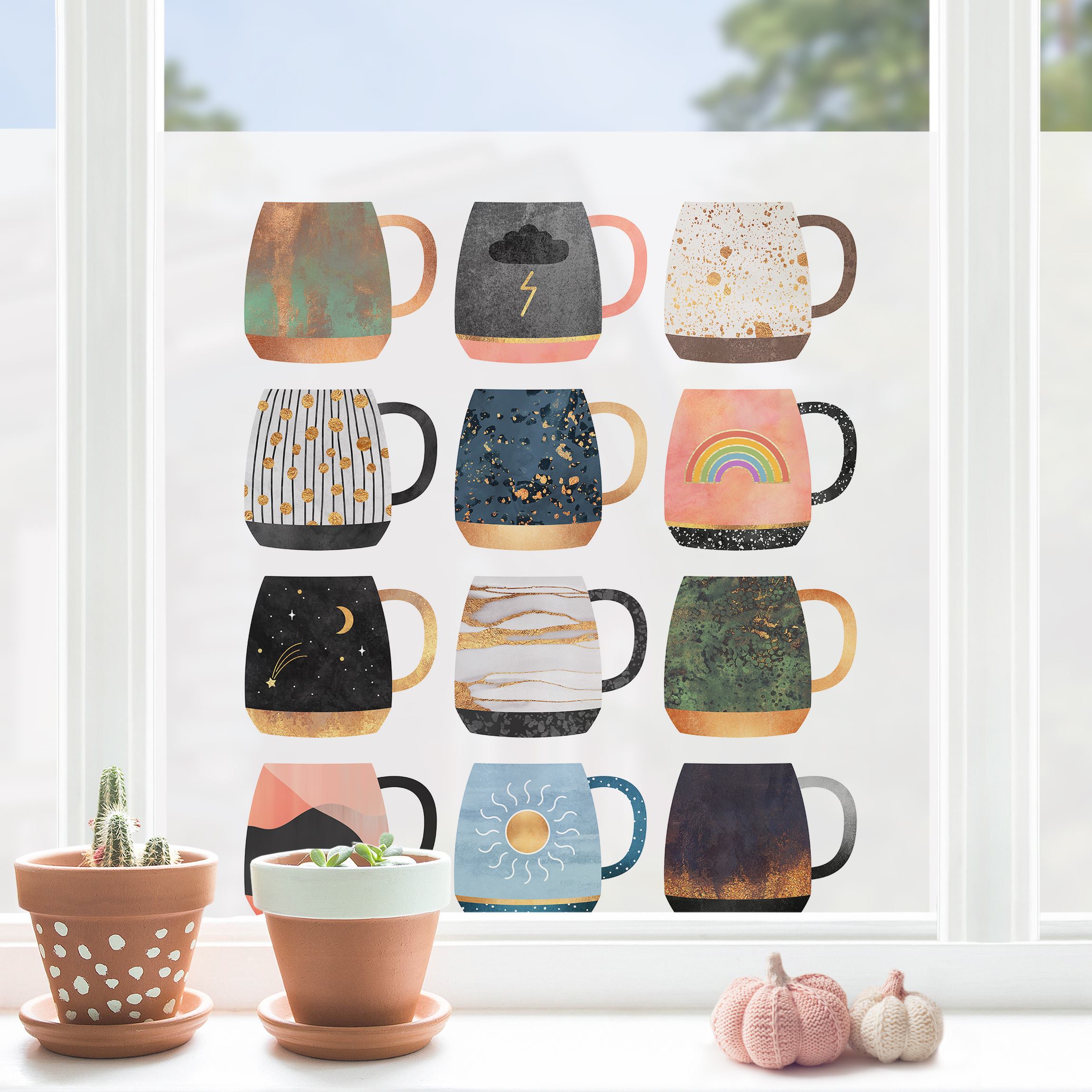 Fensterfolie Lieblingstassen mit Gold