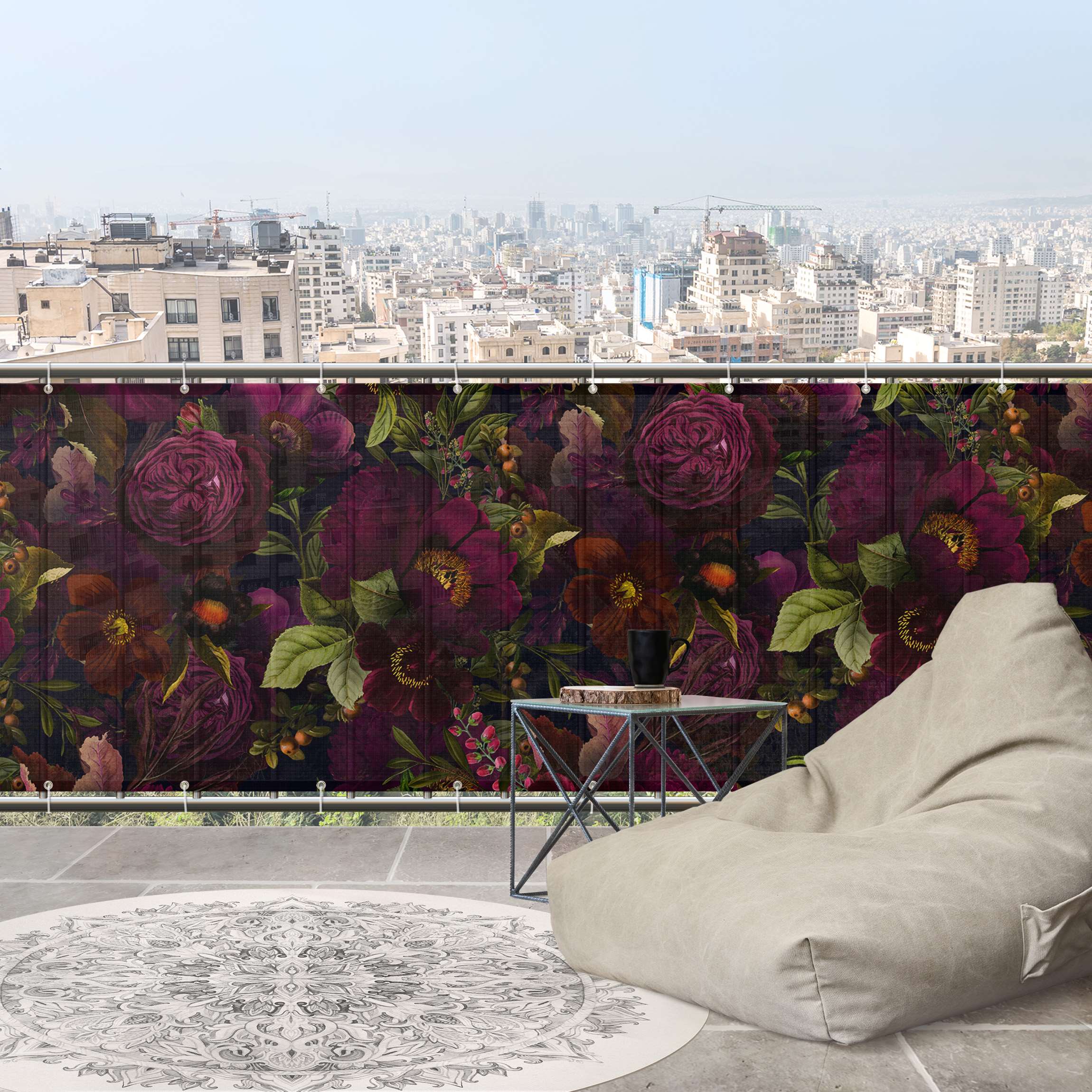 Balkon Sichtschutz Lila Blüten Dunkel