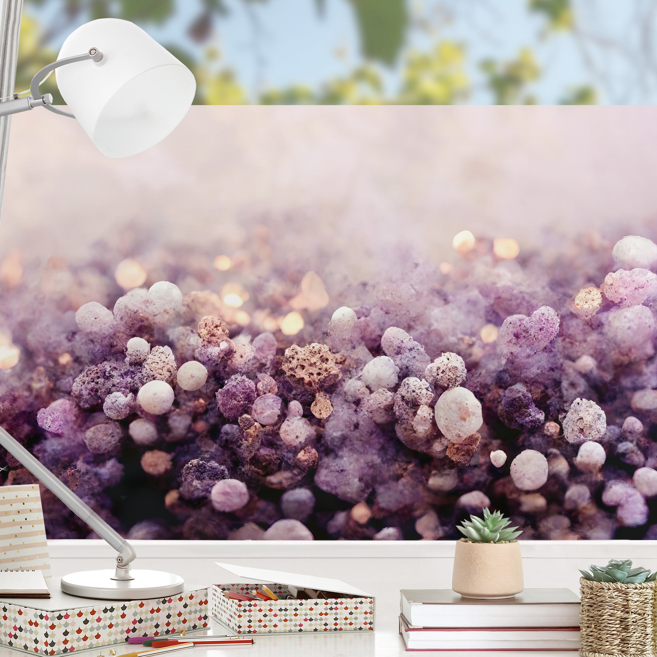 Fensterfolie Lila Kristalle