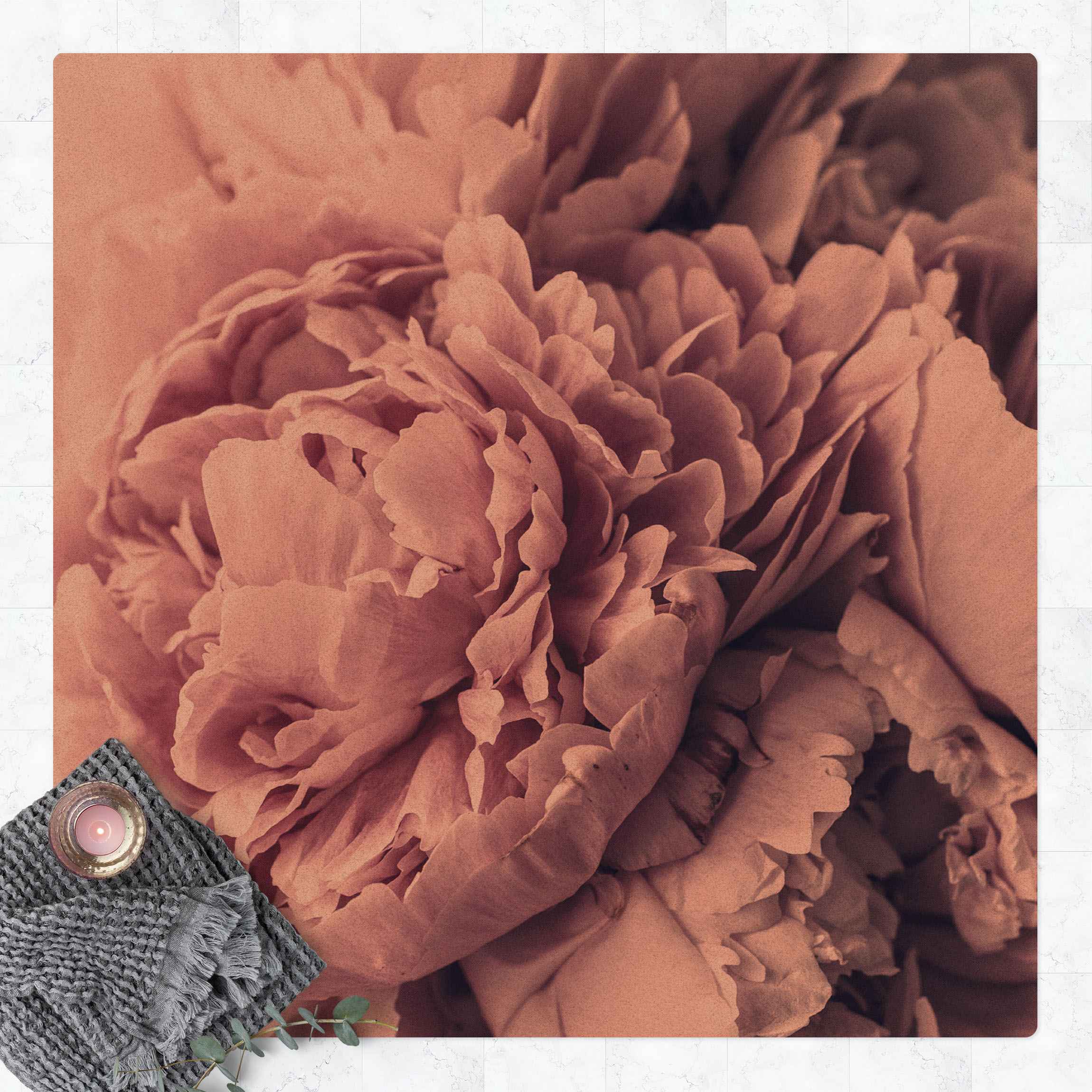 Kork-Teppich Lila Pfingstrosenblüten