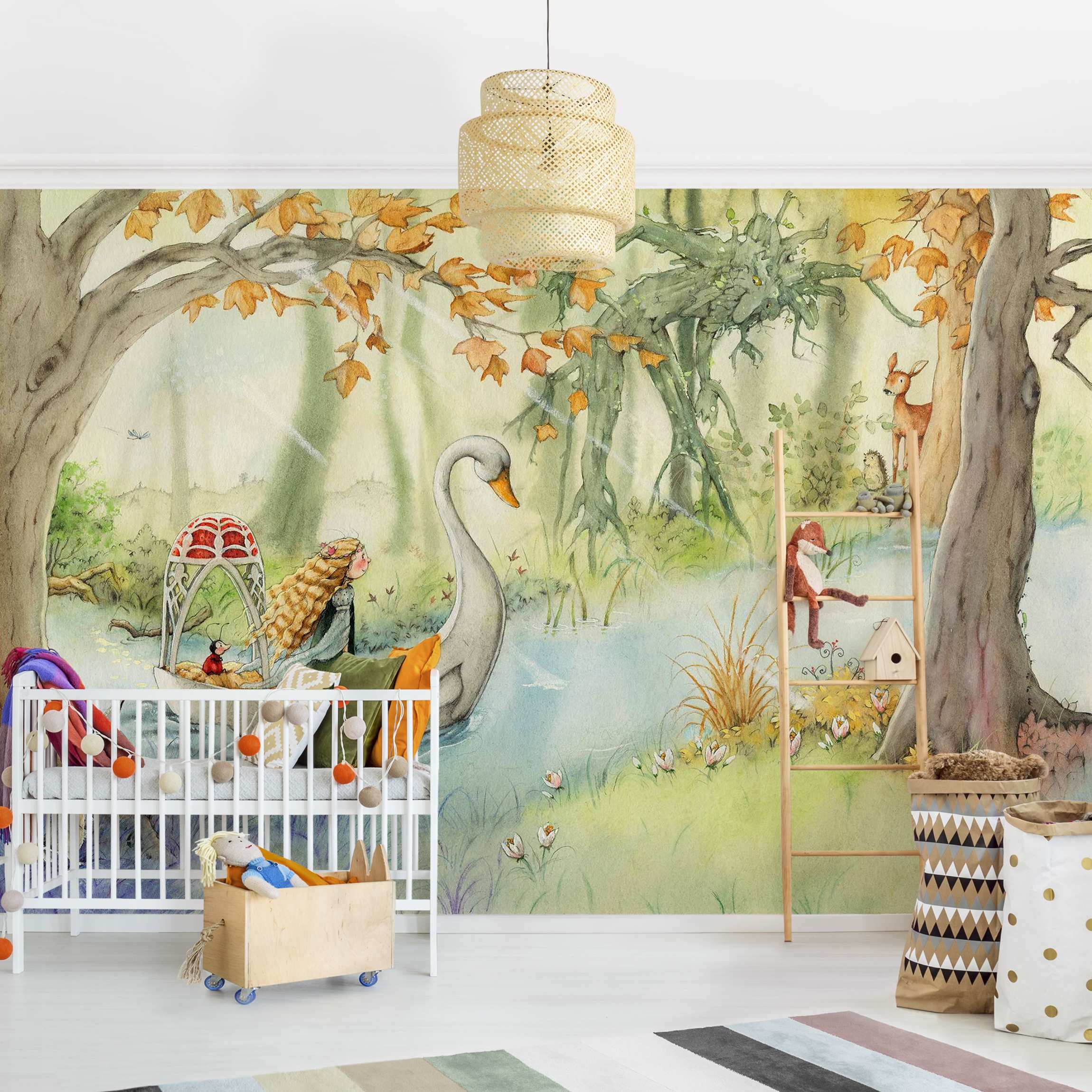 Fototapete Kinderzimmer Lilia - Im Schwanenboot
