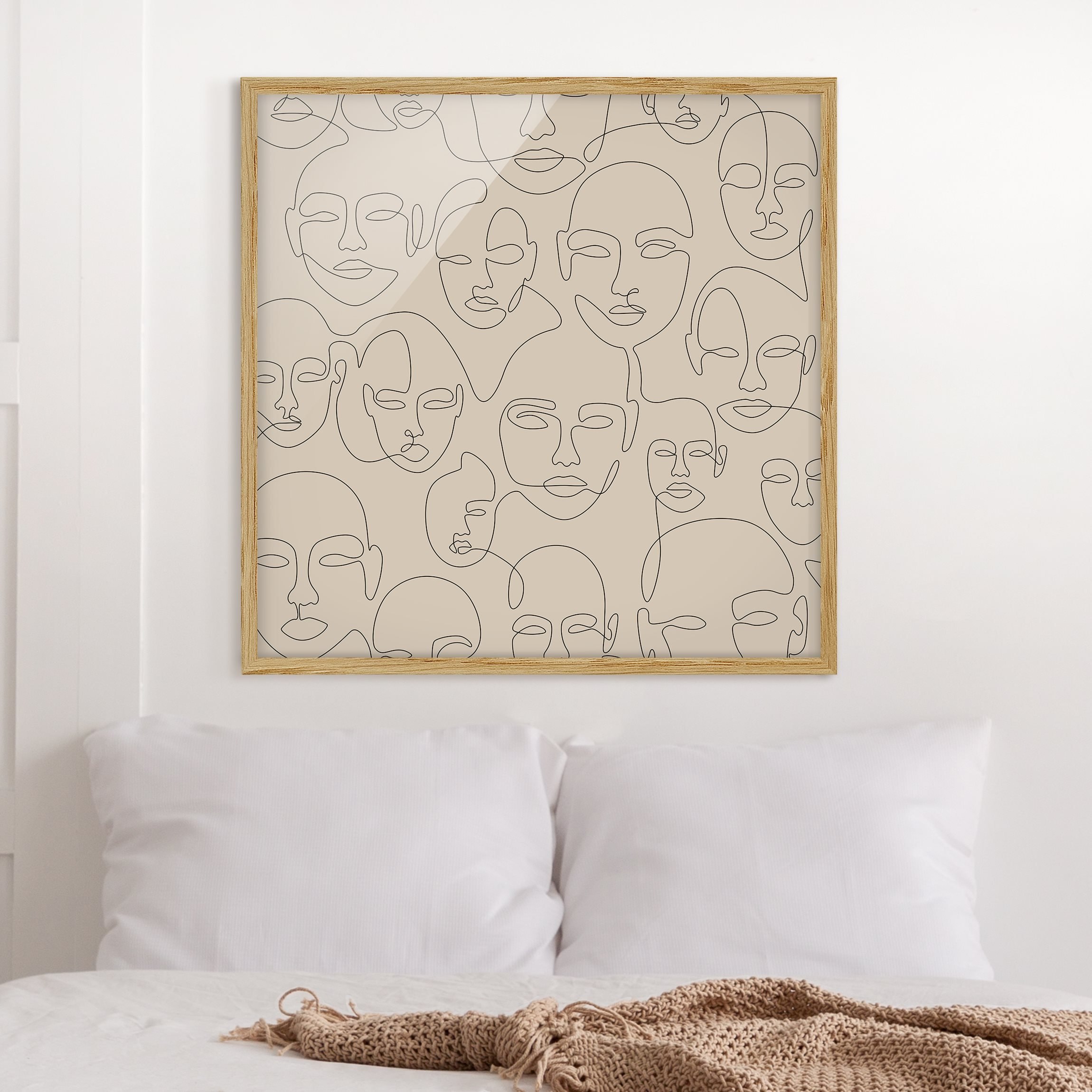 Bild mit Rahmen Line Art - Beauty Portraits in Beige