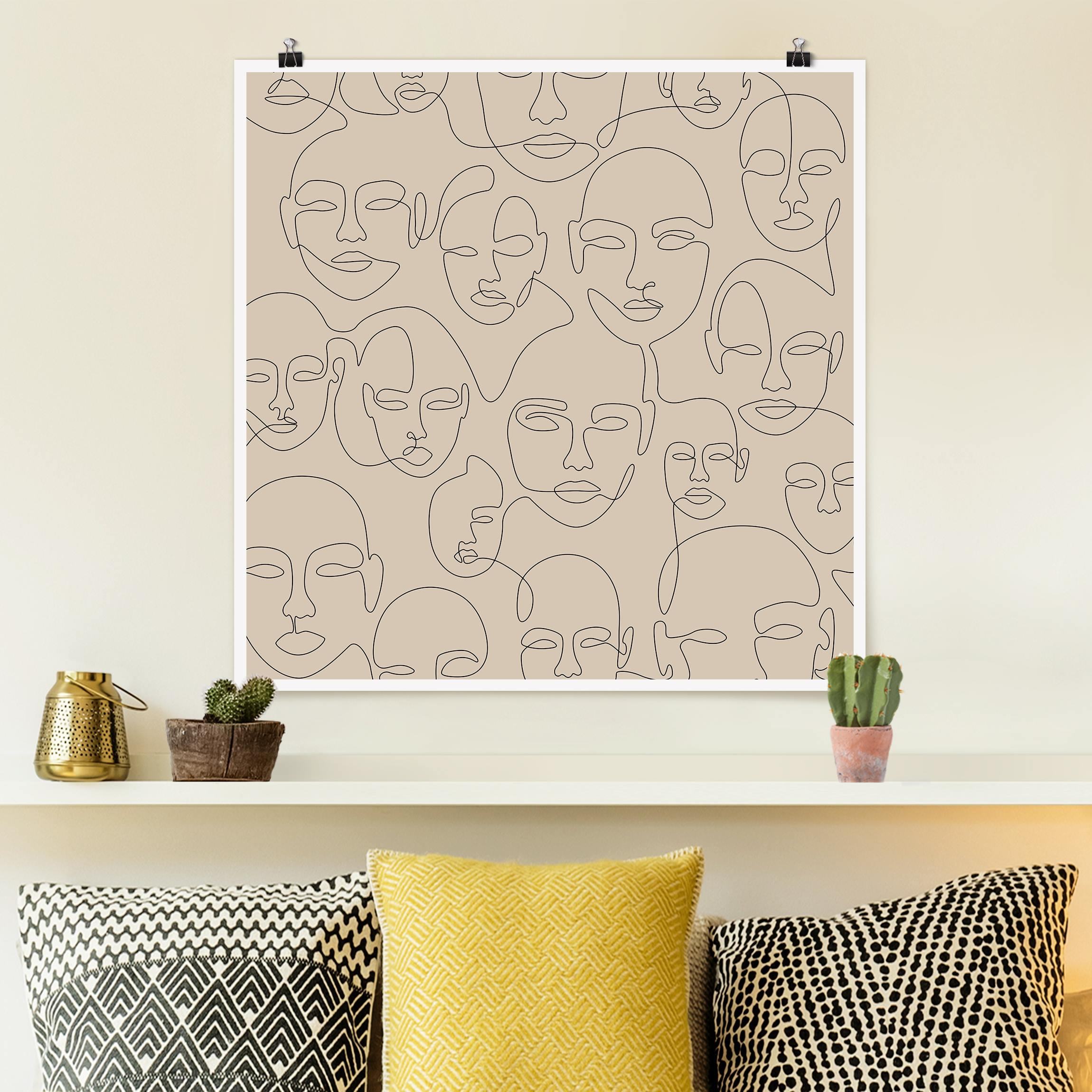 Poster Line Art - Beauty Portraits in Beige