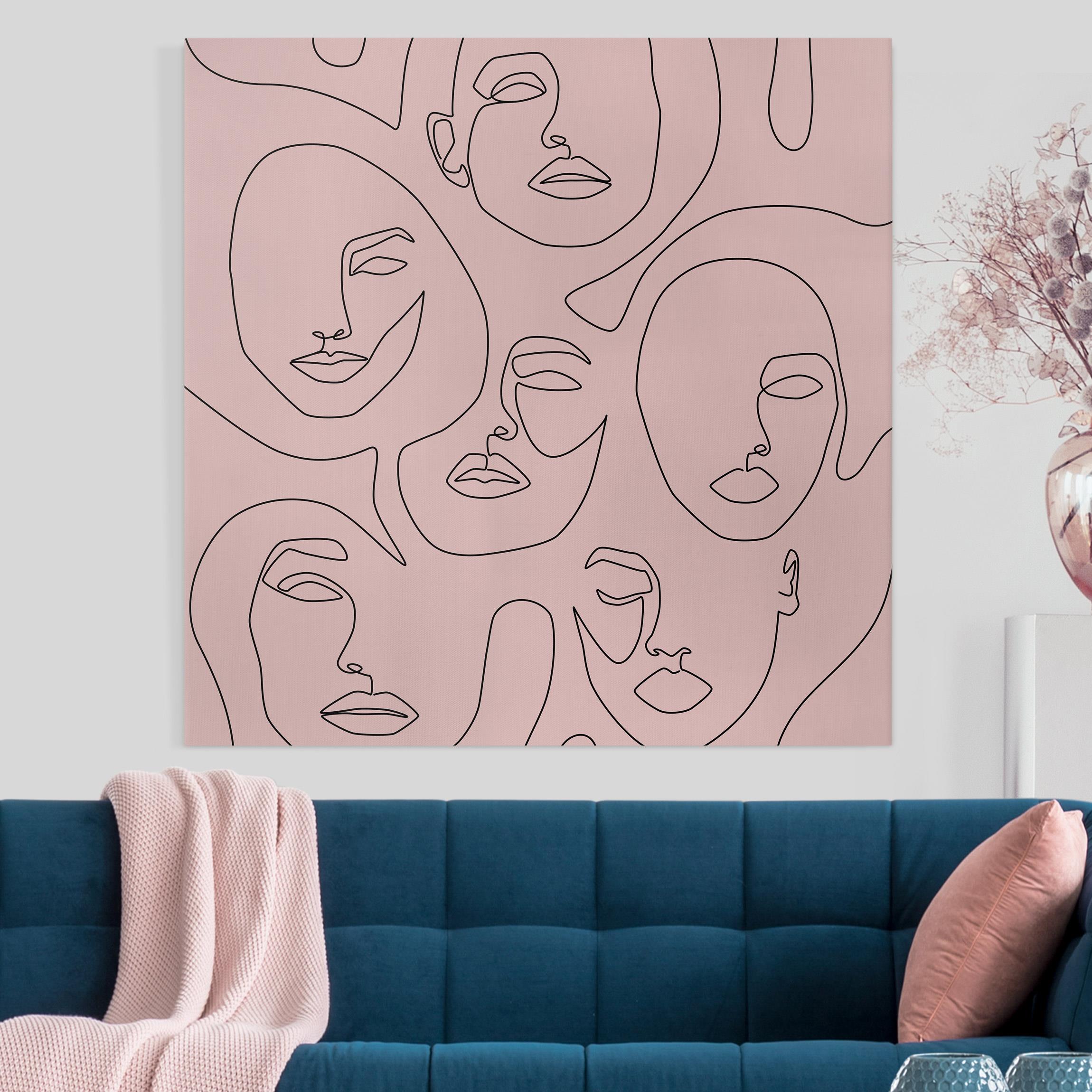 Leinwandbild Line Art - Beauty Portraits in Blush Rose