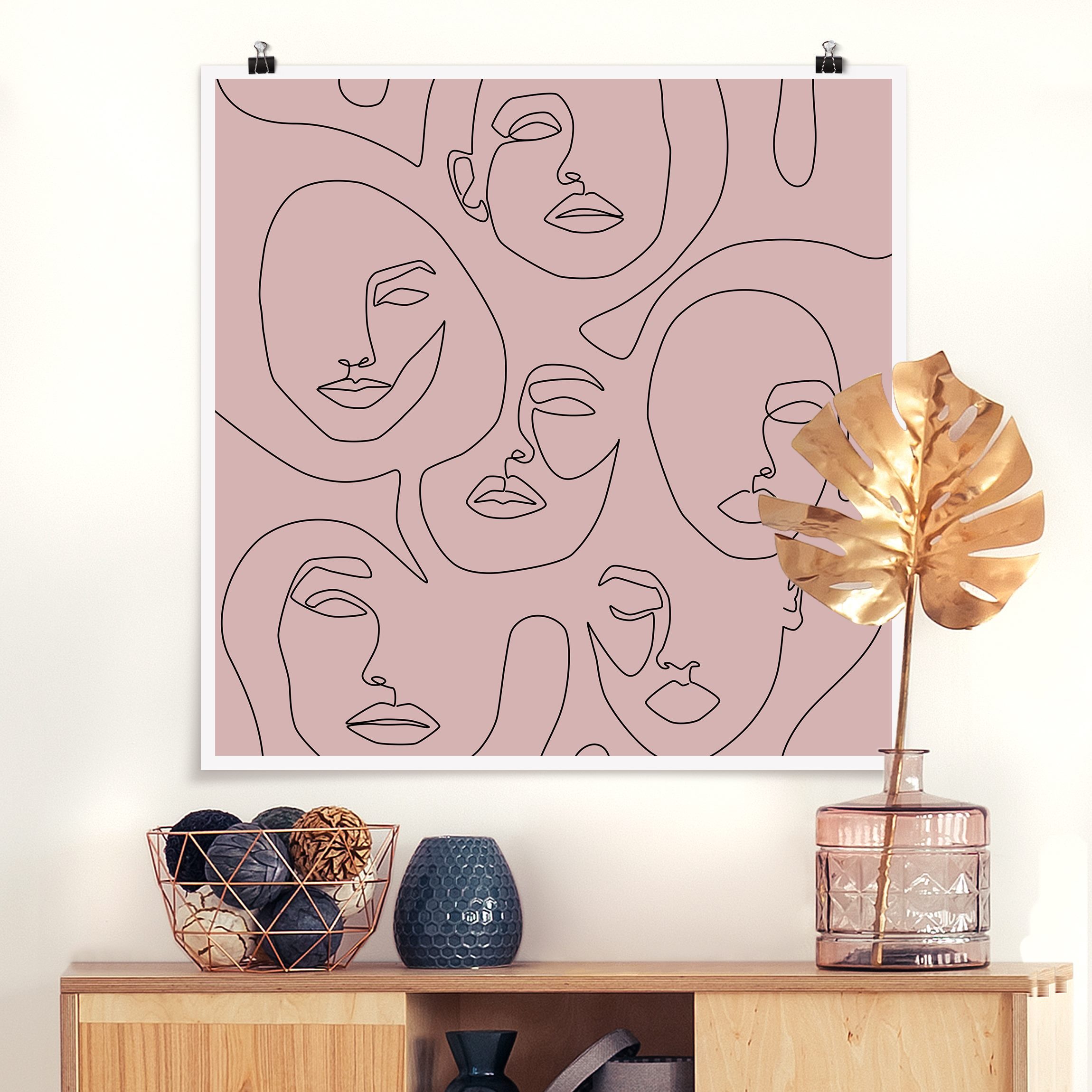 Poster Line Art - Beauty Portraits in Blush Rose