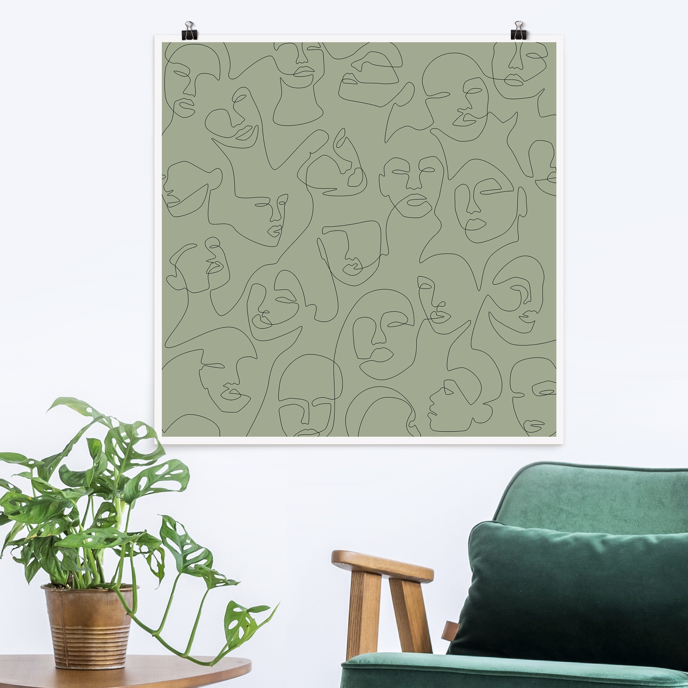 Poster Line Art - Beauty Portraits in Grün