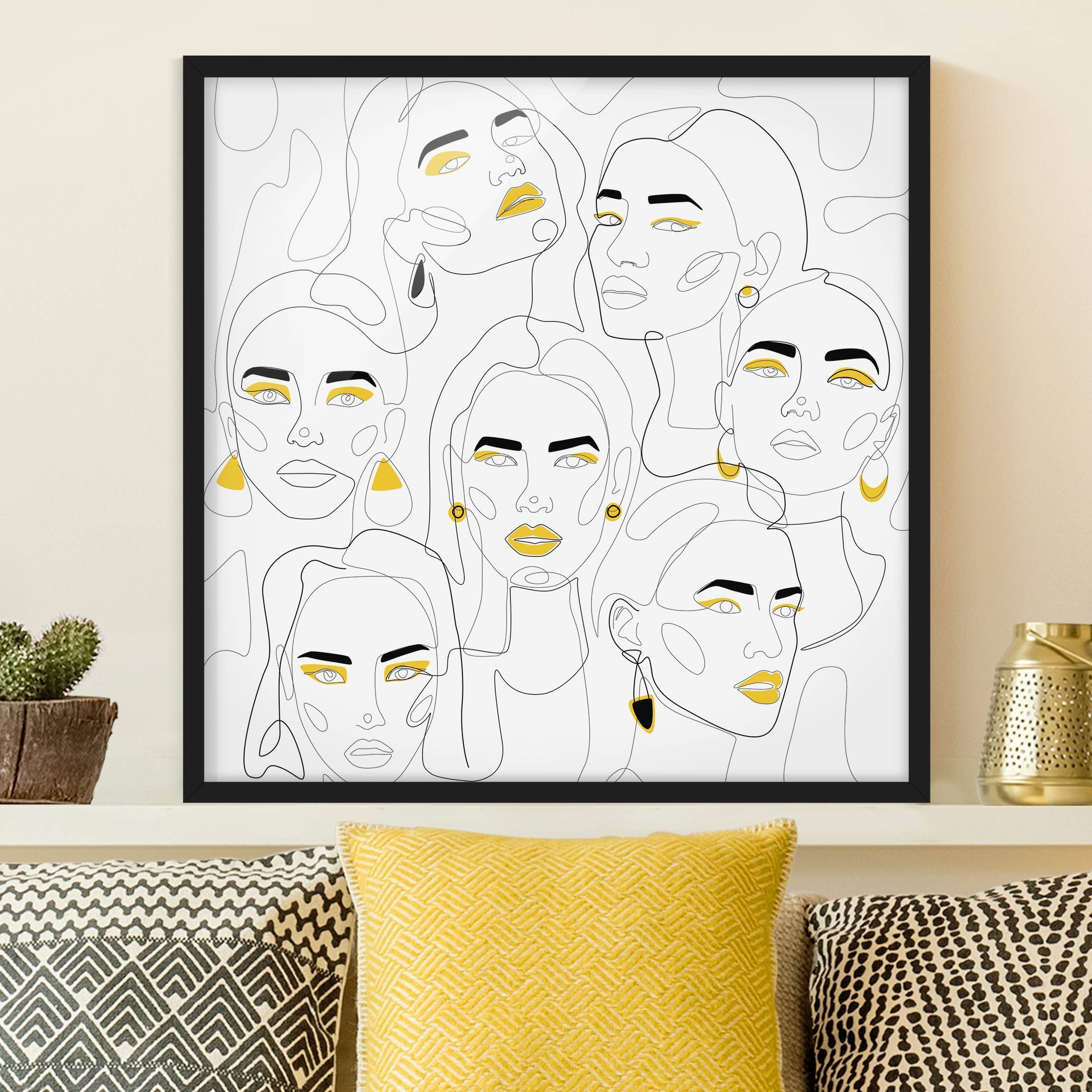 Bild mit Rahmen Line Art - Beauty Portraits in Lemon