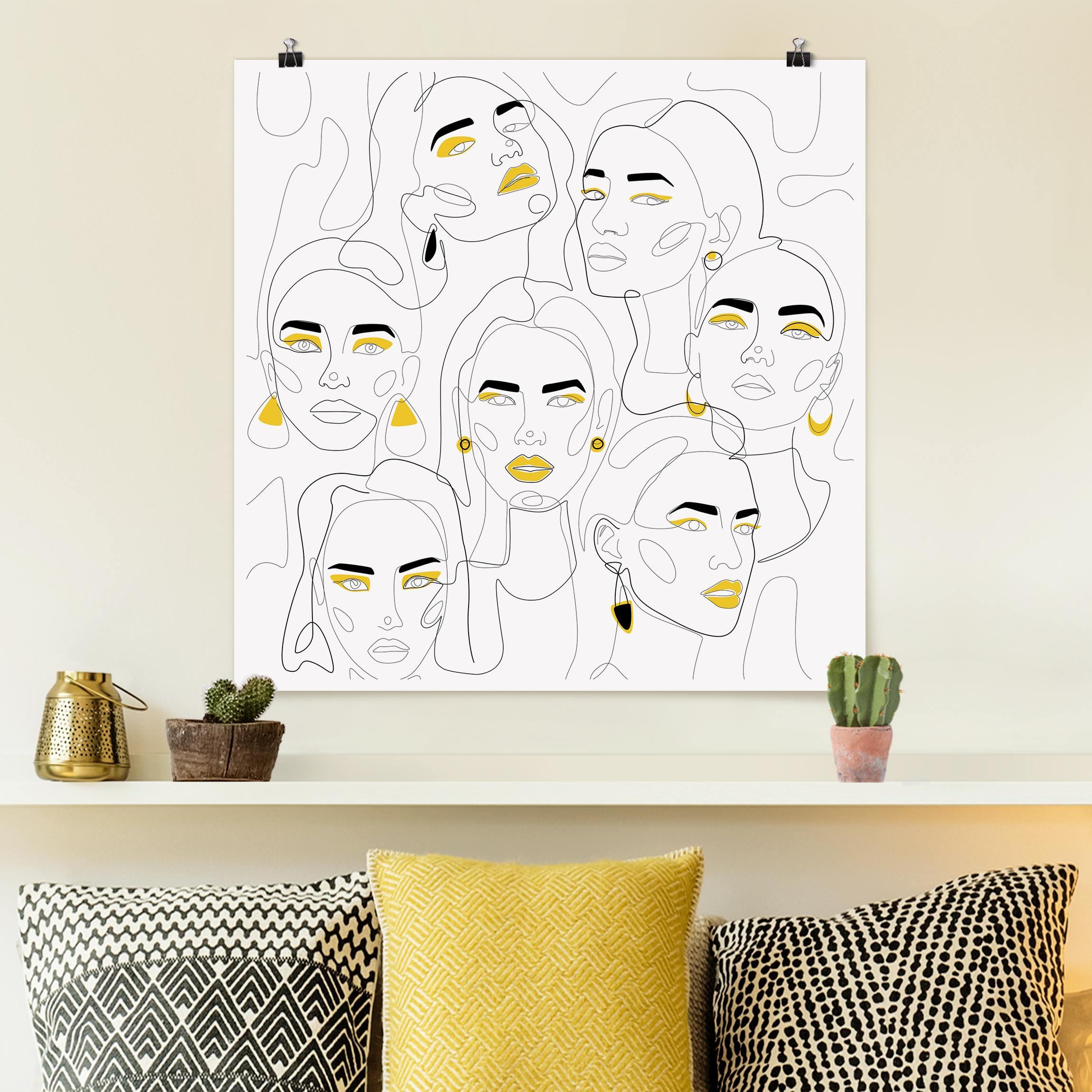 Poster Line Art - Beauty Portraits in Lemon