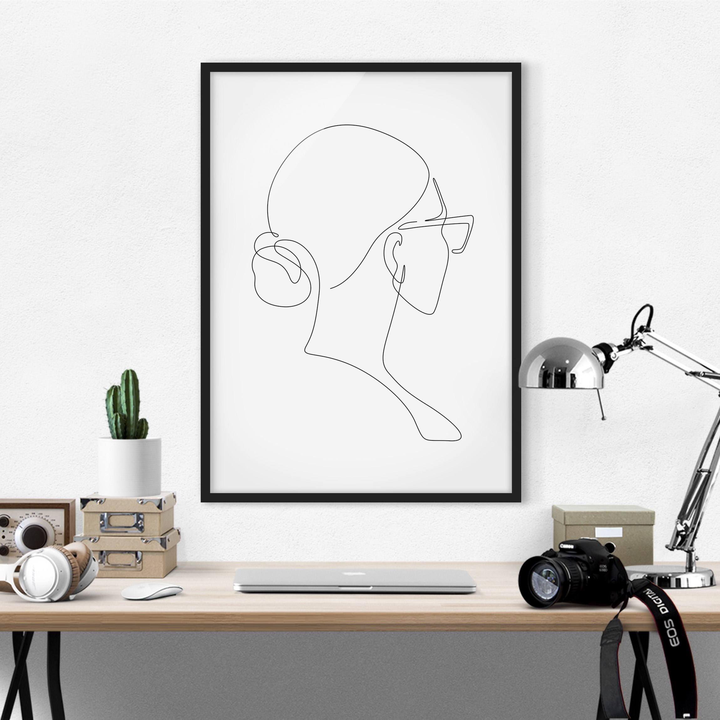 Bild mit Rahmen Line Art - Brille
