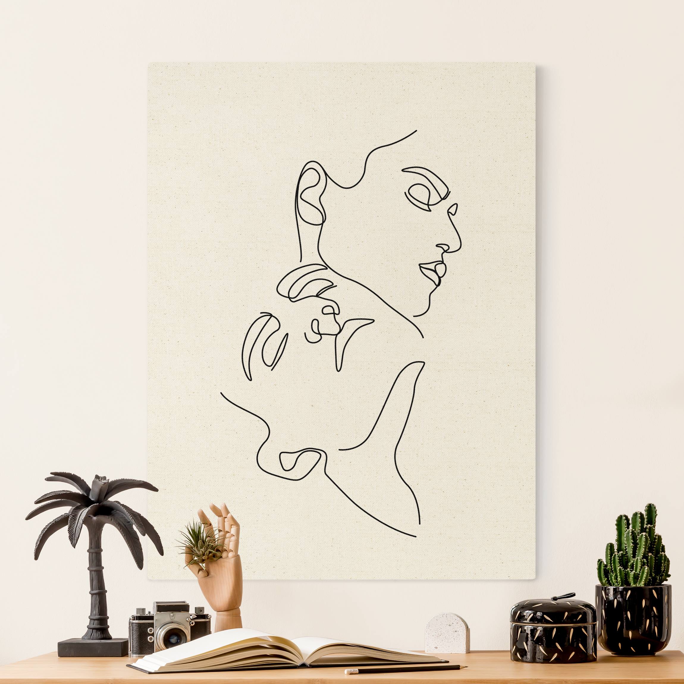 Leinwandbild auf Canvas Natural Line Art Frauen Gesichter Weiß