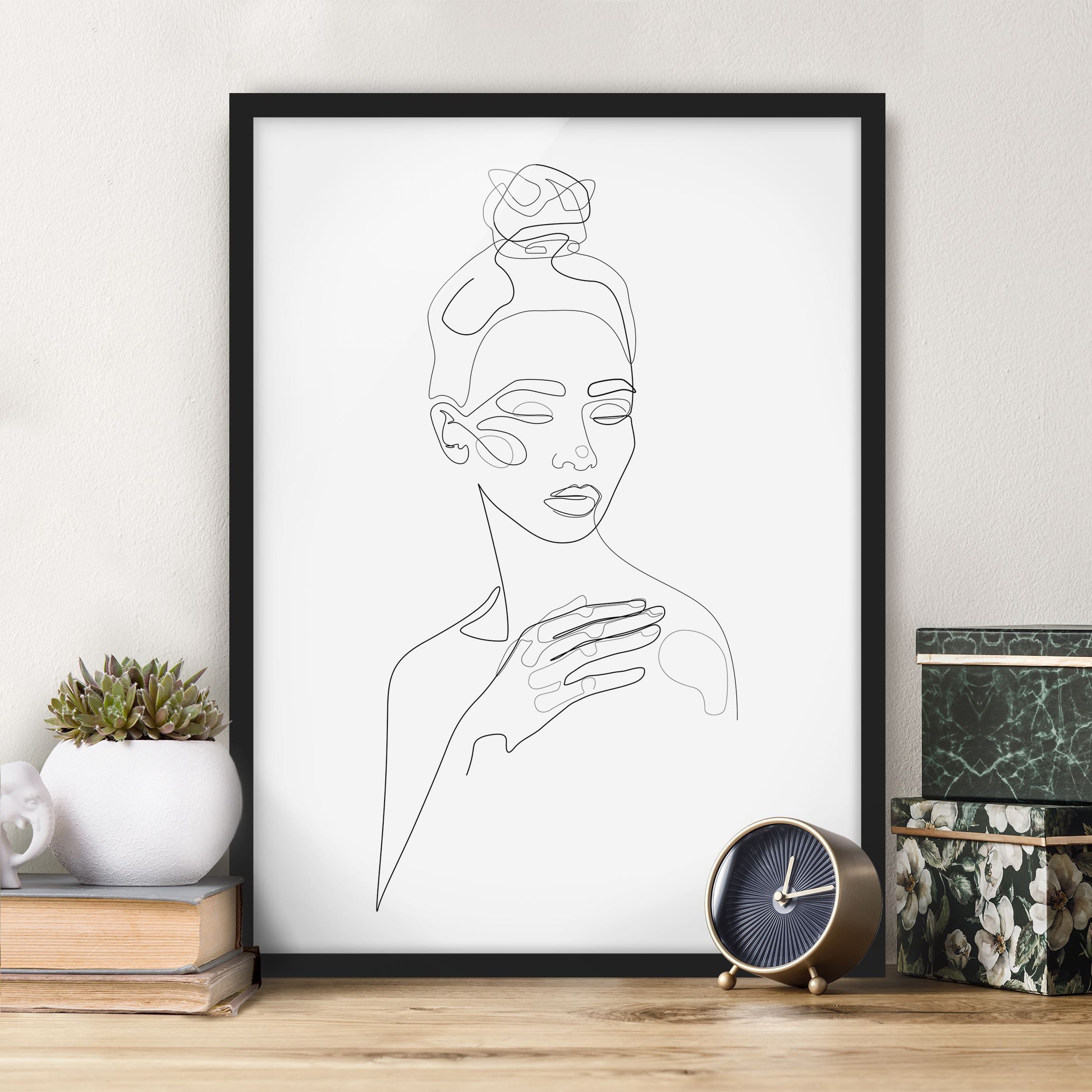 Bild mit Rahmen Line Art Portraits - Messy Beauty