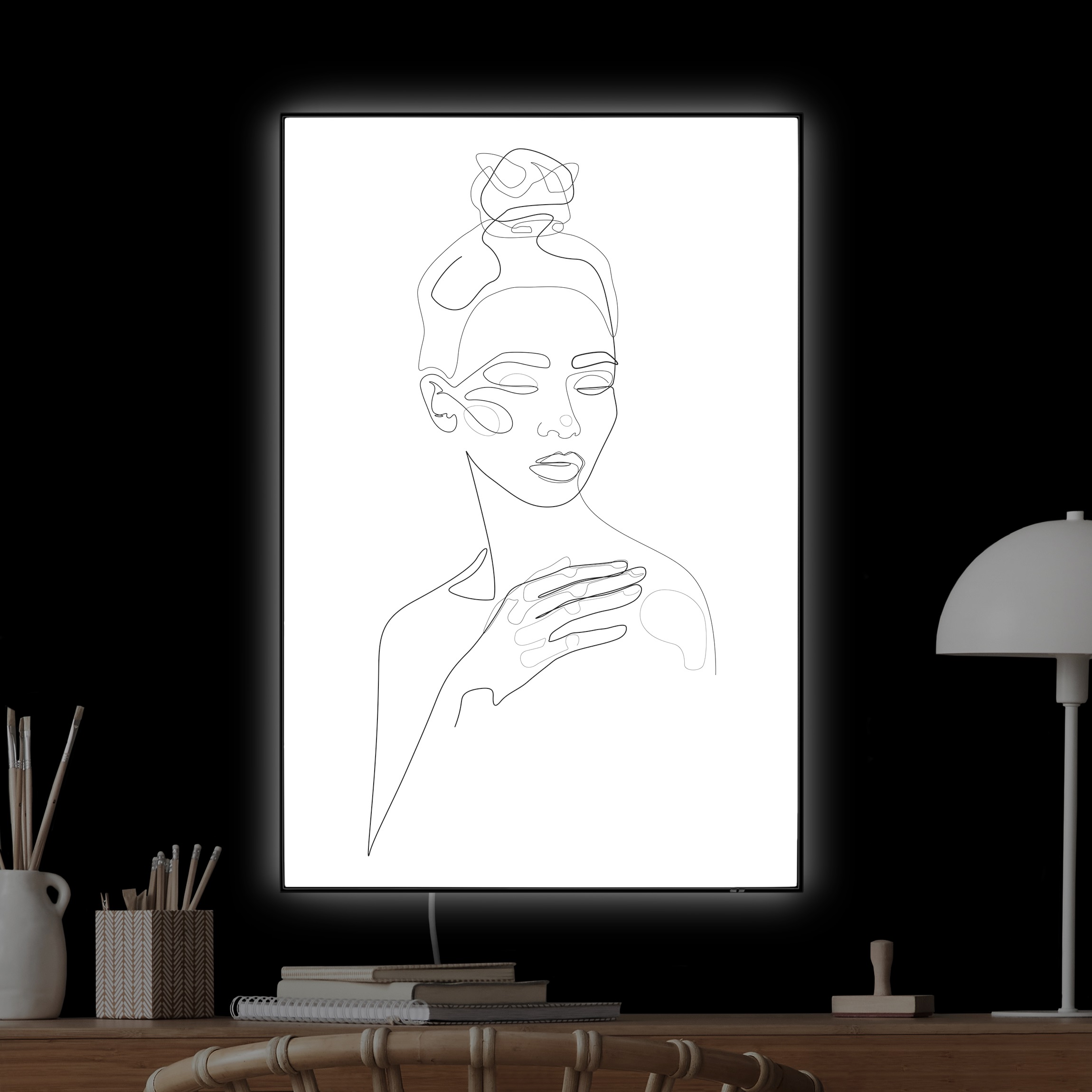 LED-Wechselbild Line Art Portraits - Messy Beauty