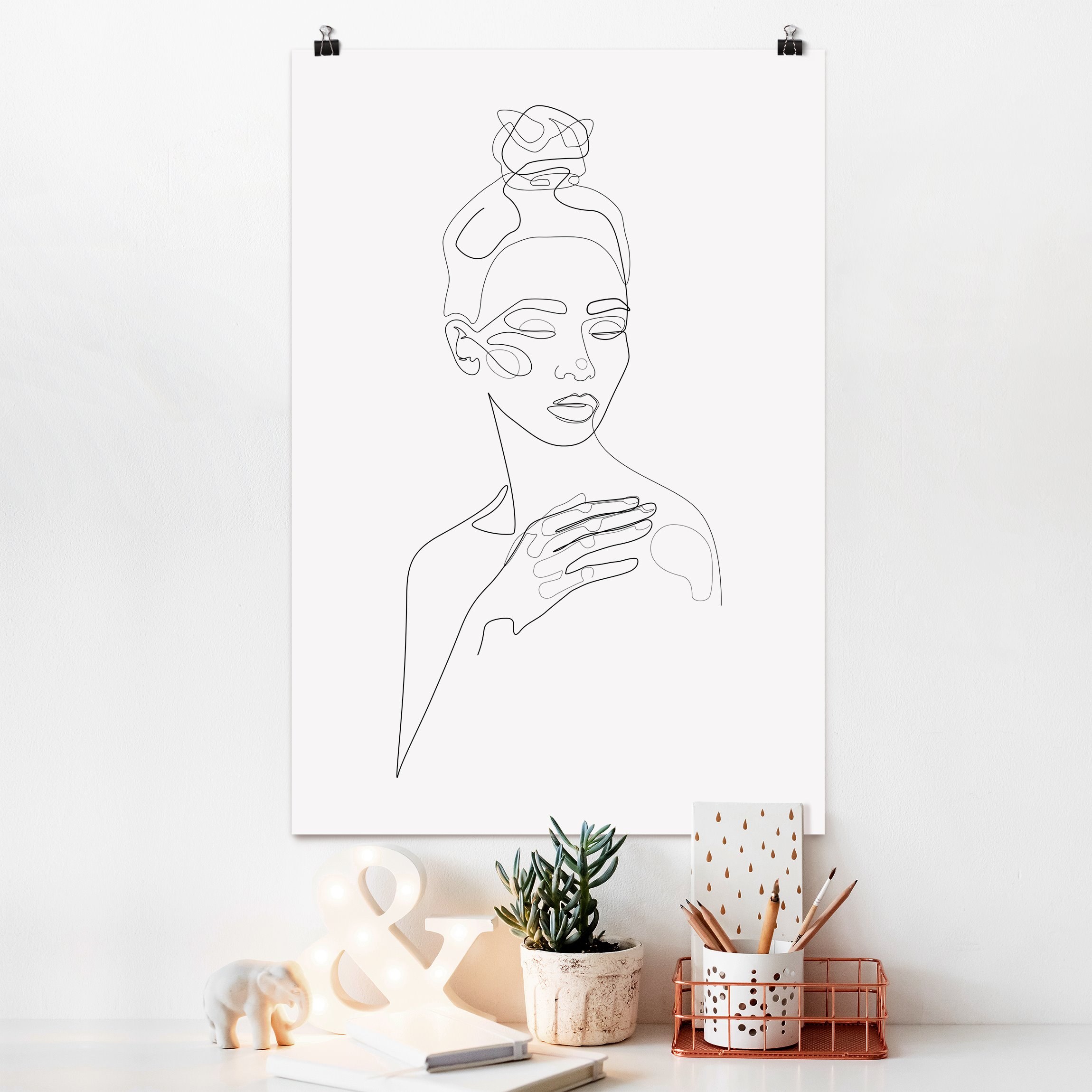 Poster Line Art Portraits - Messy Beauty